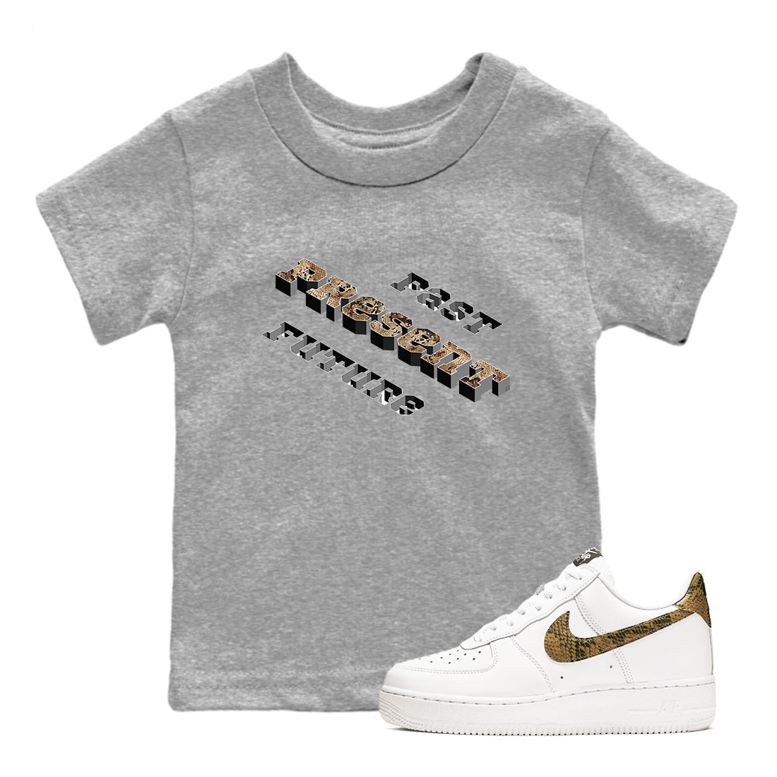 Past Present Future snkmatch Tees Kids - Air Force 1 Ivory Snake