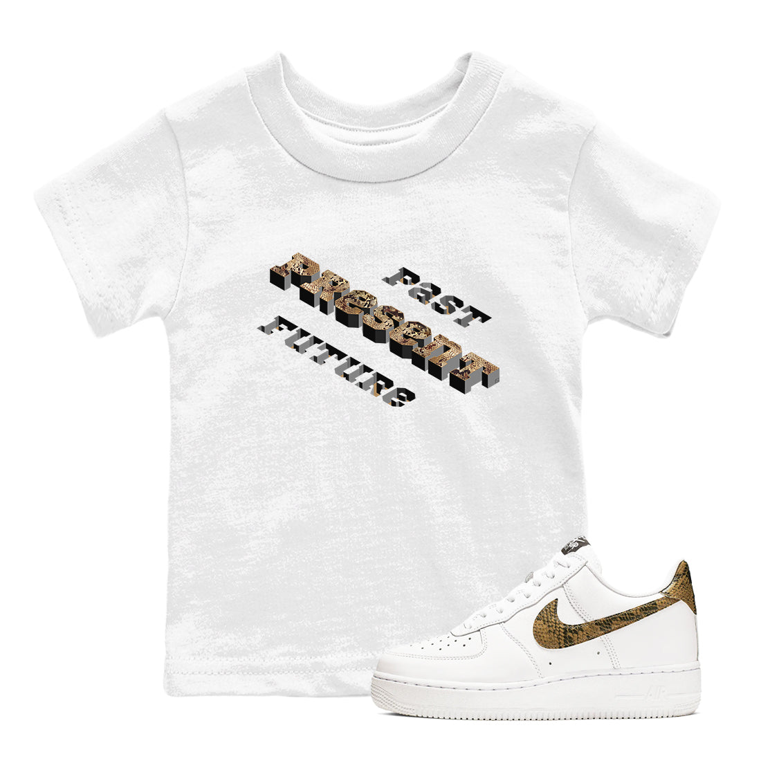 Past Present Future snkmatch Tees Kids - Air Force 1 Ivory Snake