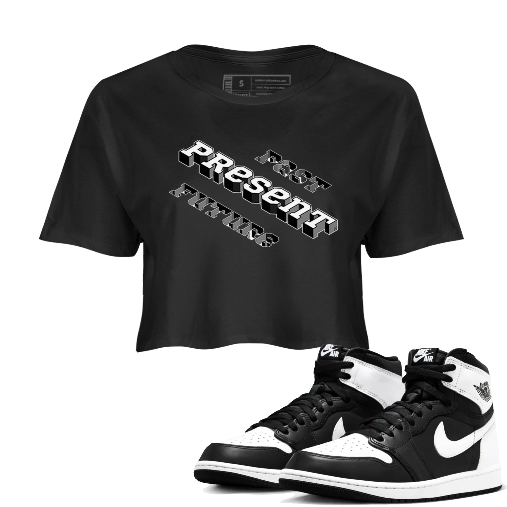 Past Present Future snkmatch Women's Top - Air Jordan 1 Black White