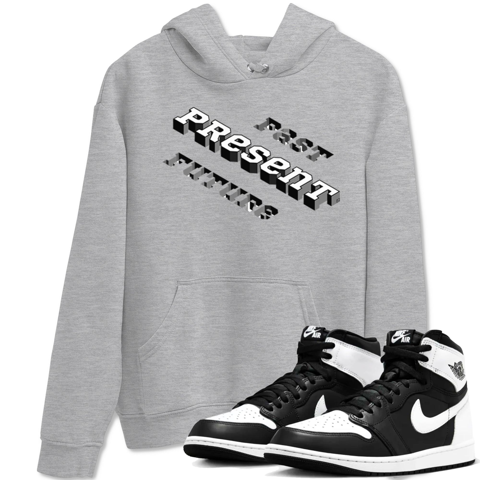 Past Present Future snkmatch Tees - Air Jordan 1 Black White