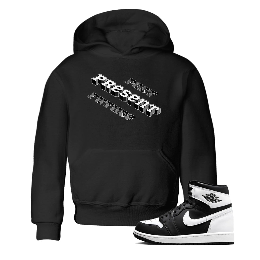 Past Present Future snkmatch Tees Kids - Air Jordan 1 Black White