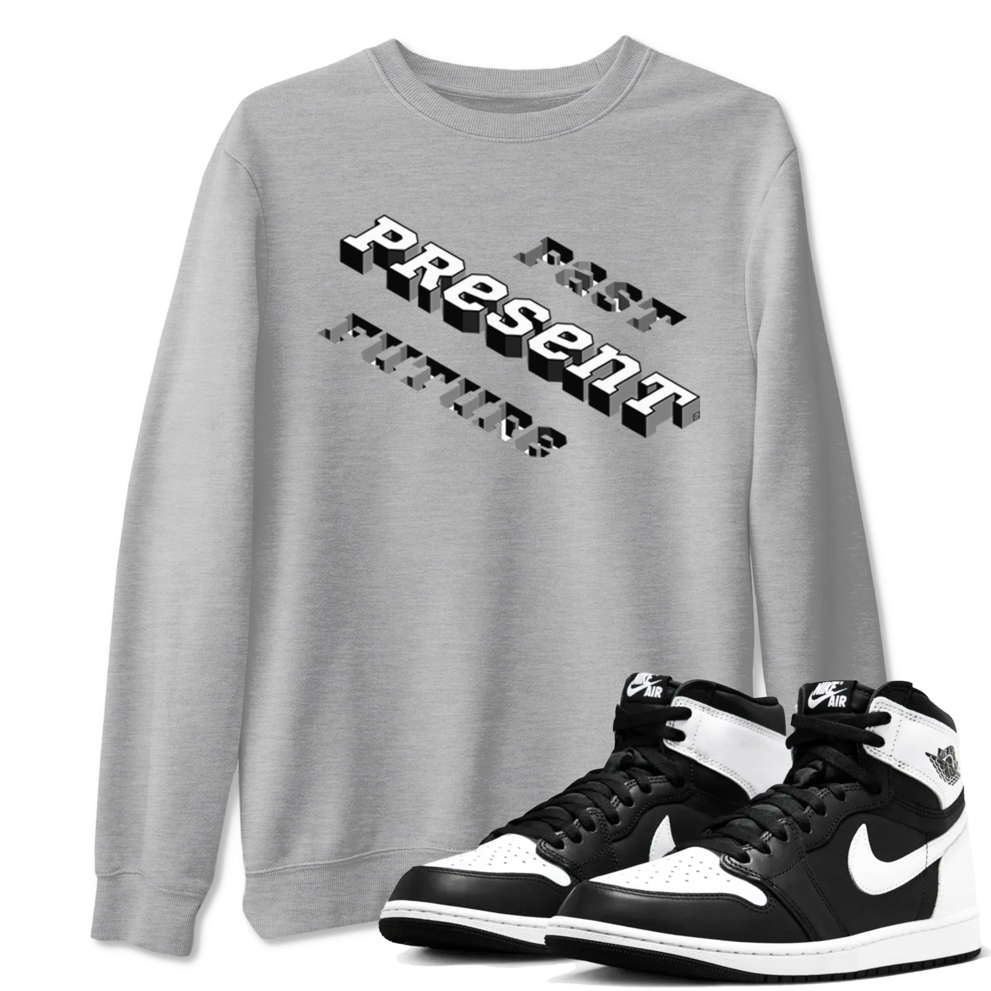 Past Present Future snkmatch Tees - Air Jordan 1 Black White