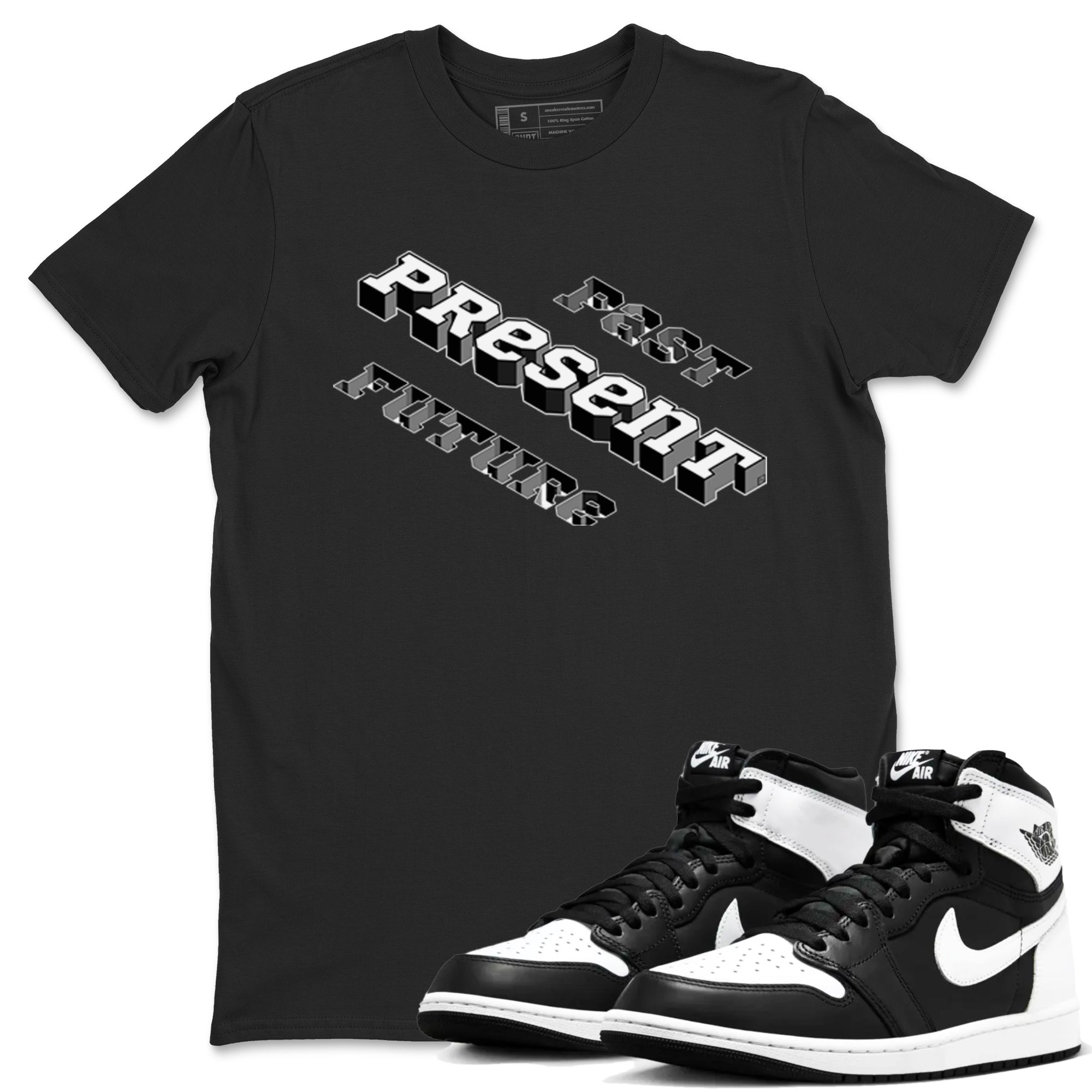 Past Present Future snkmatch Tees - Air Jordan 1 Black White