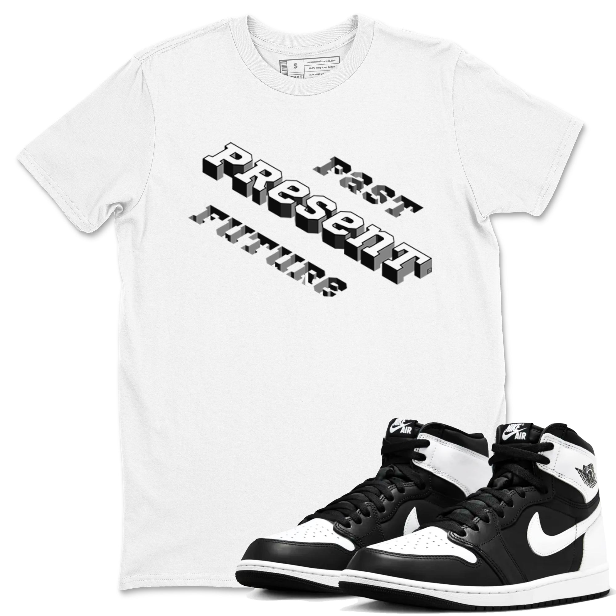 Past Present Future snkmatch Tees - Air Jordan 1 Black White