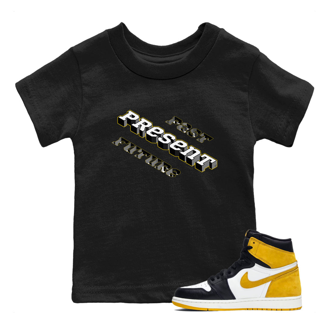 Past Present Future snkmatch Tees Kids - Air Jordan 1 Yellow Ochre