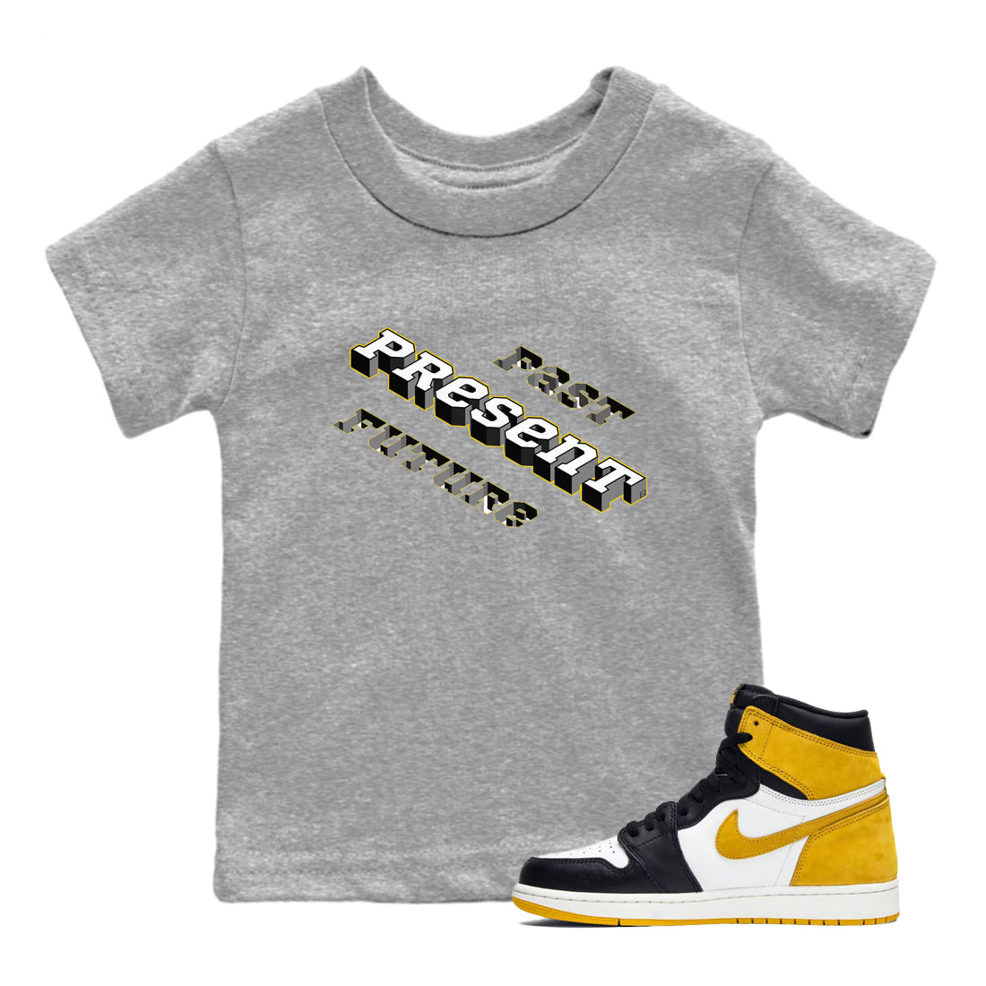 Past Present Future snkmatch Tees Kids - Air Jordan 1 Yellow Ochre