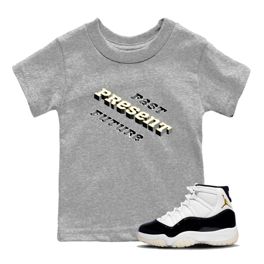 Past Present Future snkmatch Tees Kids - Air Jordan 11 Gratitude