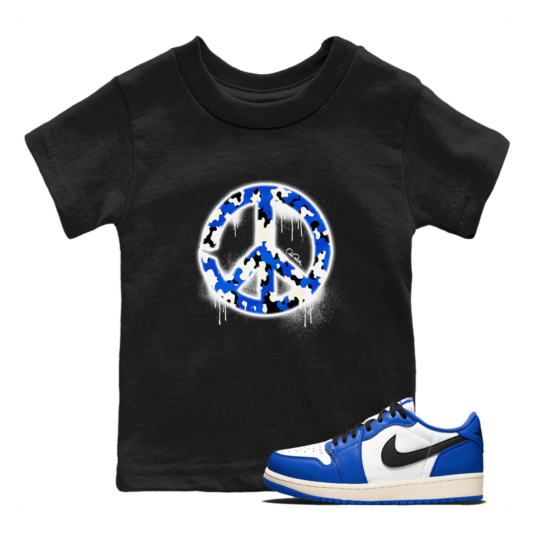 Peace Sign snkmatch Tees Kids - Air Jordan 1 Game Royal