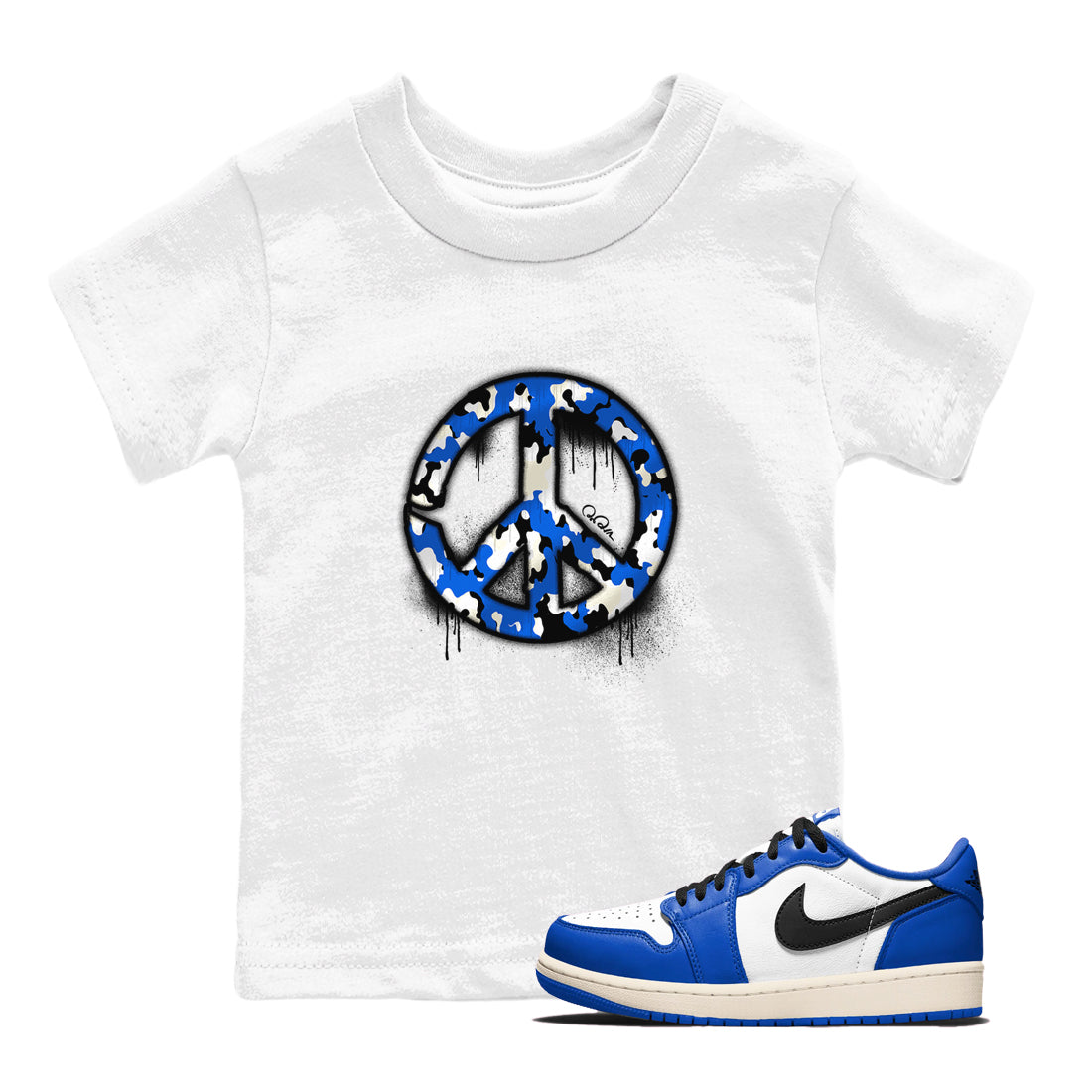 Peace Sign snkmatch Tees Kids - Air Jordan 1 Game Royal