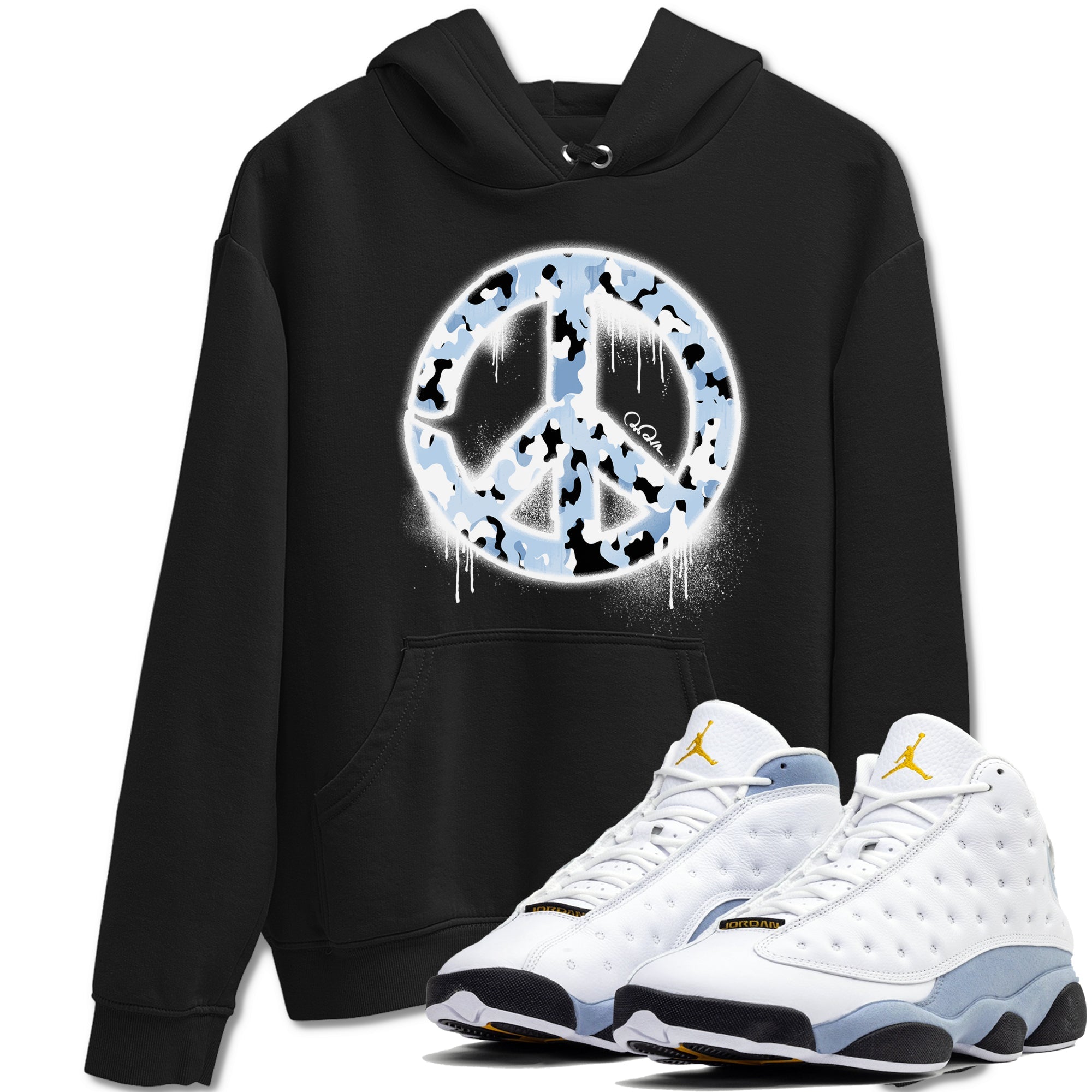Peace Sign snkmatch Tees - Air Jordan 13 Blue Grey