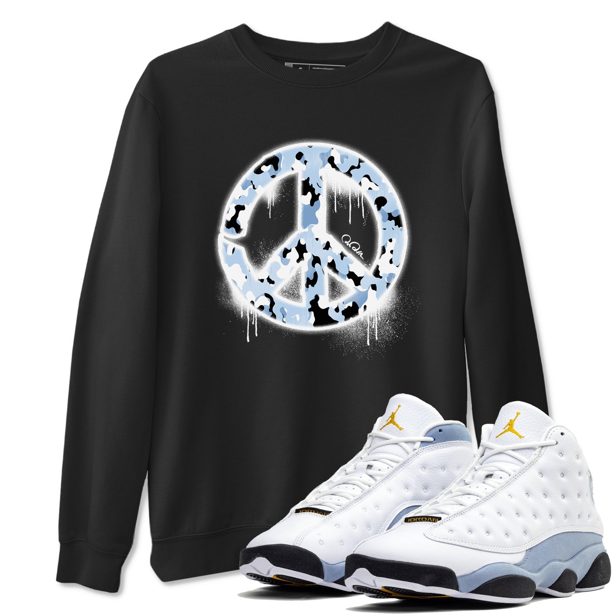 Peace Sign snkmatch Tees - Air Jordan 13 Blue Grey