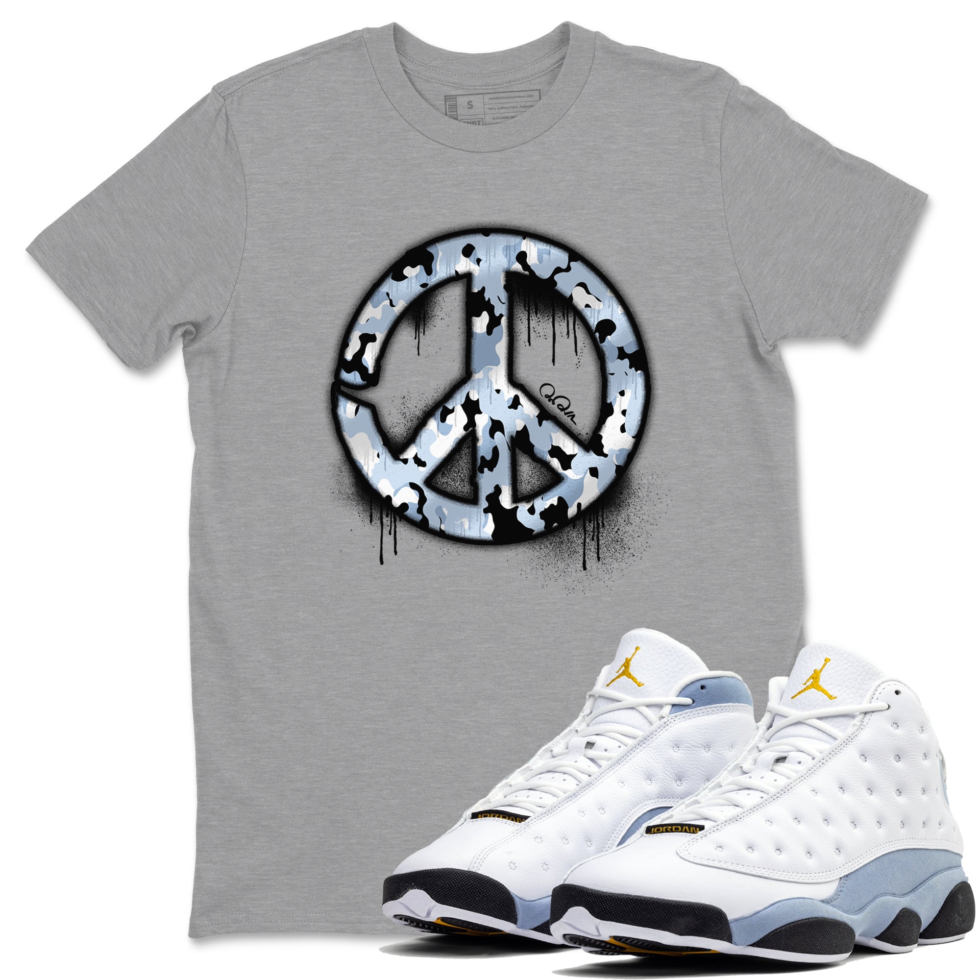 Peace Sign snkmatch Tees - Air Jordan 13 Blue Grey