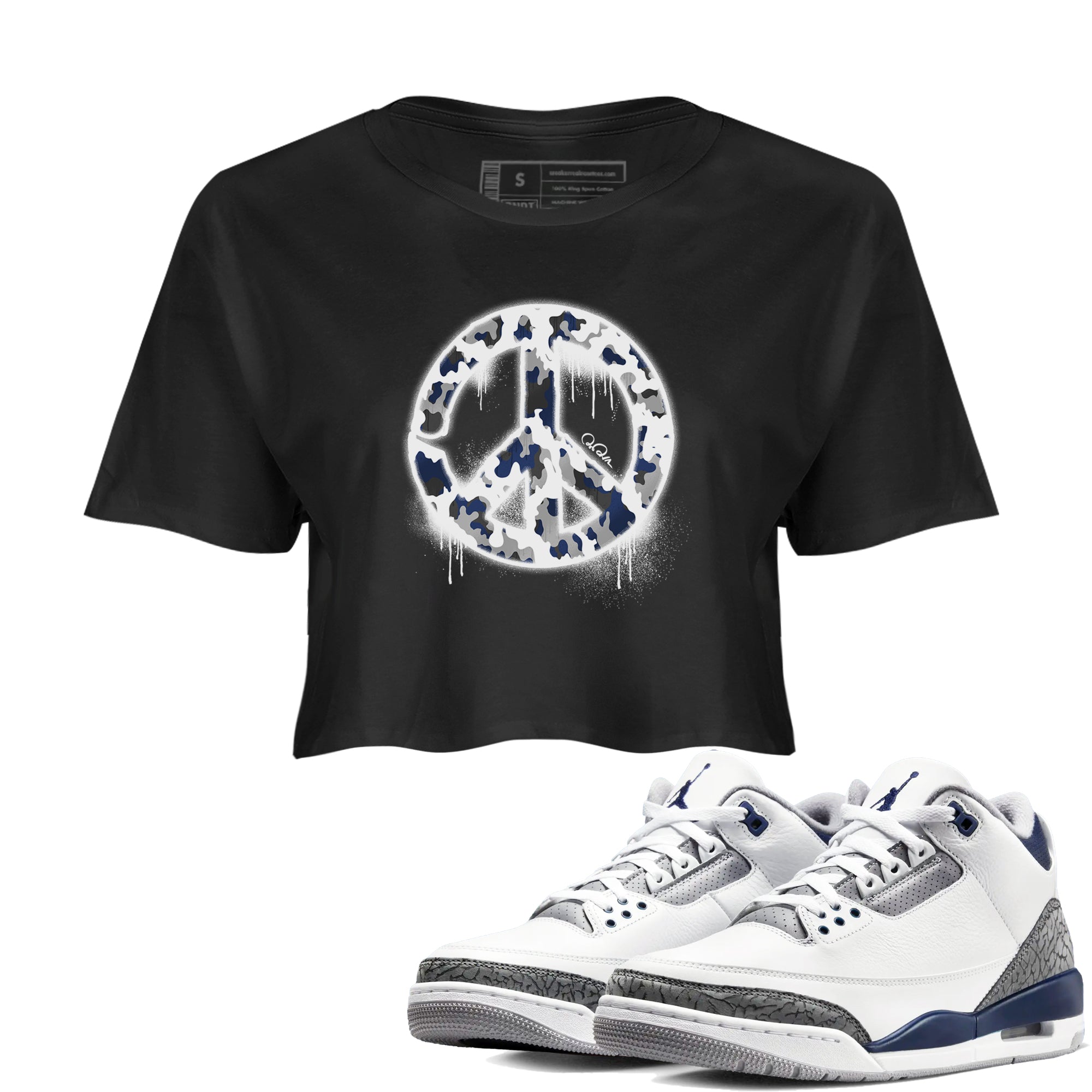 Peace Sign snkmatch Women's Top - Air Jordan 3 Midnight Navy 2023