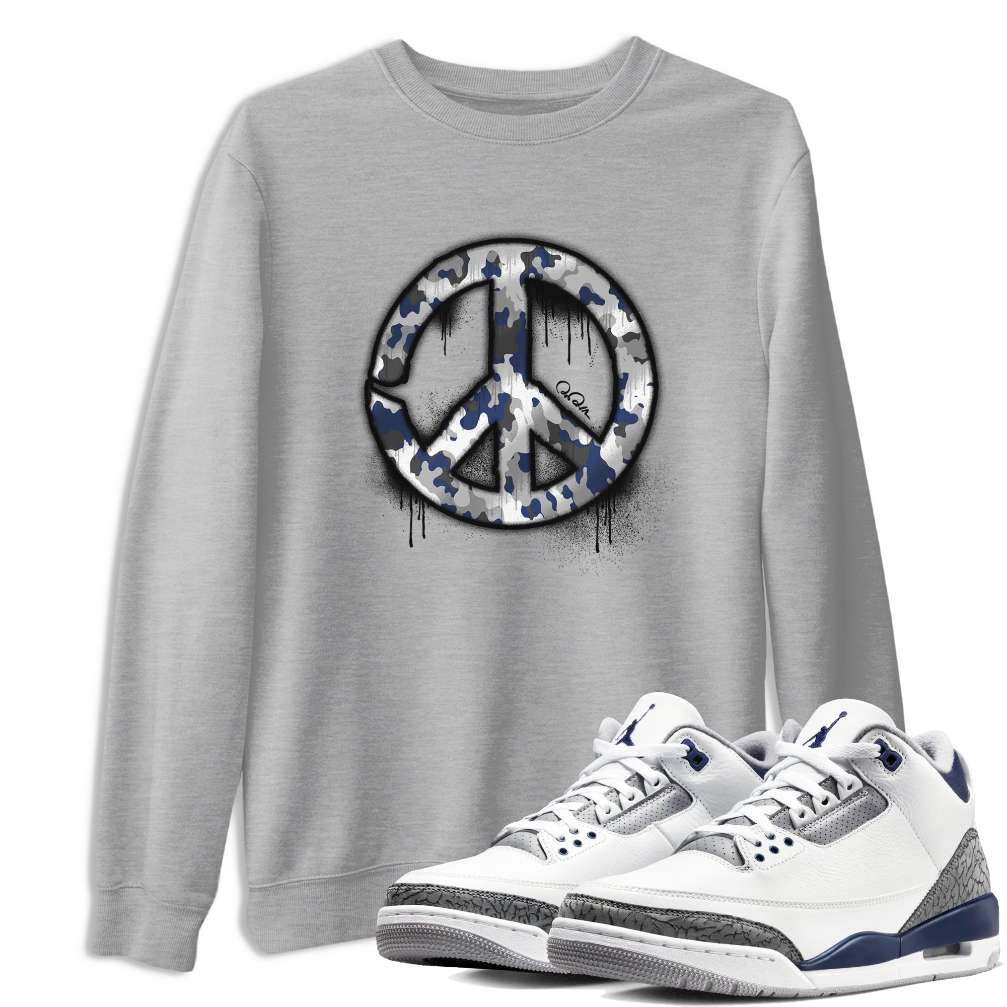 Peace Sign snkmatch Tees - Air Jordan 3 Midnight Navy 2023