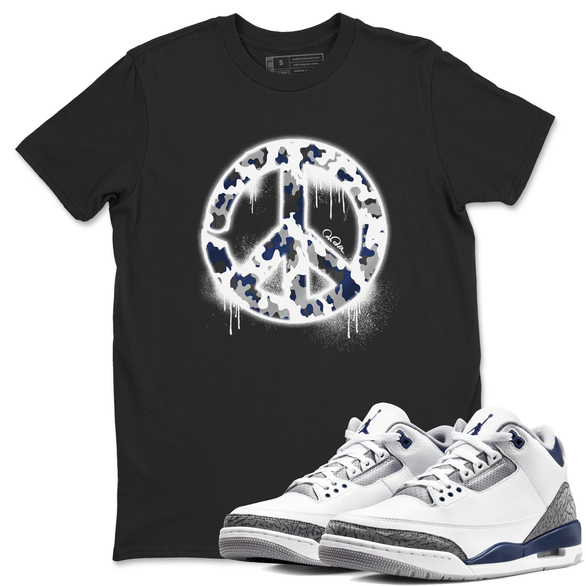 Peace Sign snkmatch Tees - Air Jordan 3 Midnight Navy 2023