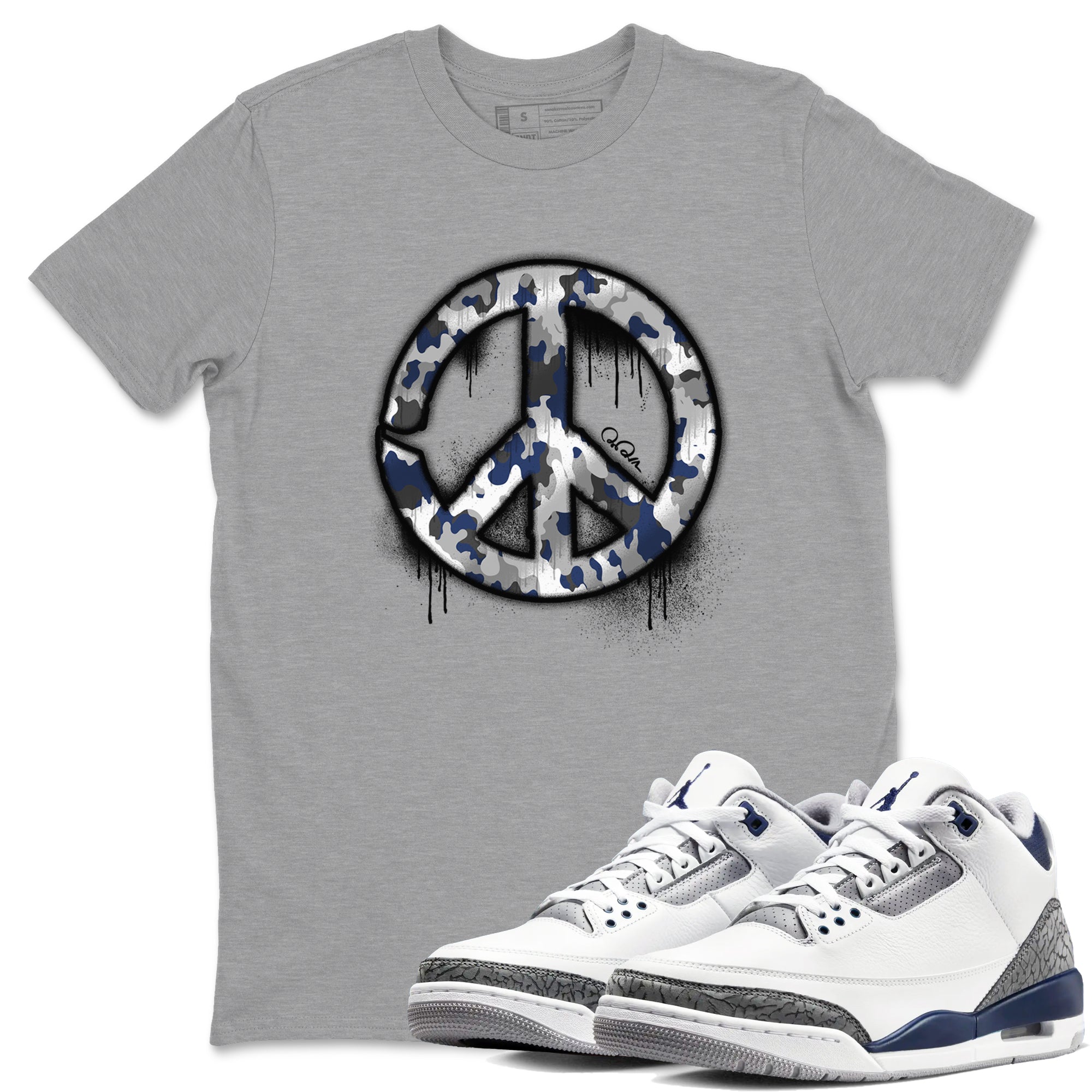Peace Sign snkmatch Tees - Air Jordan 3 Midnight Navy 2023