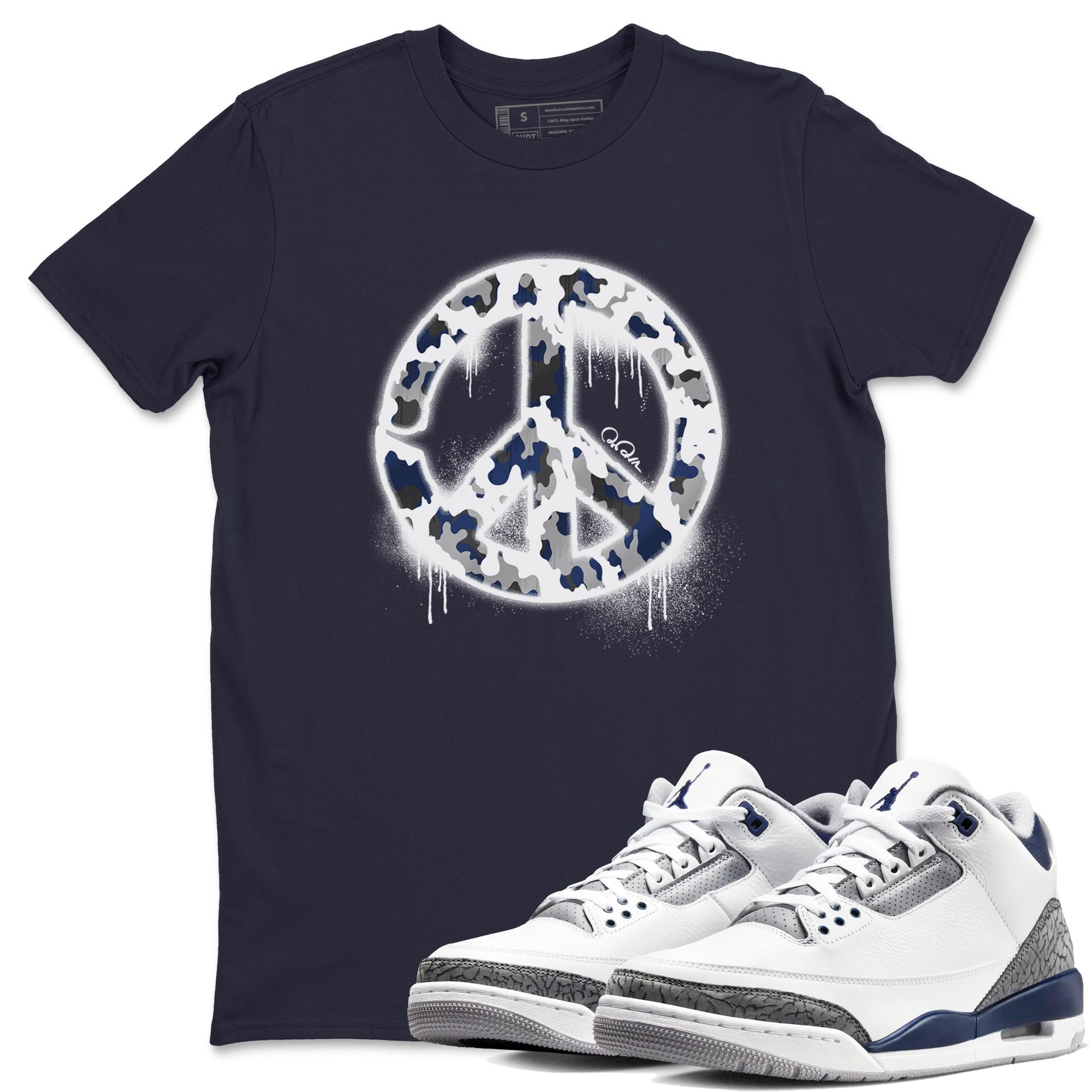 Peace Sign snkmatch Tees - Air Jordan 3 Midnight Navy 2023