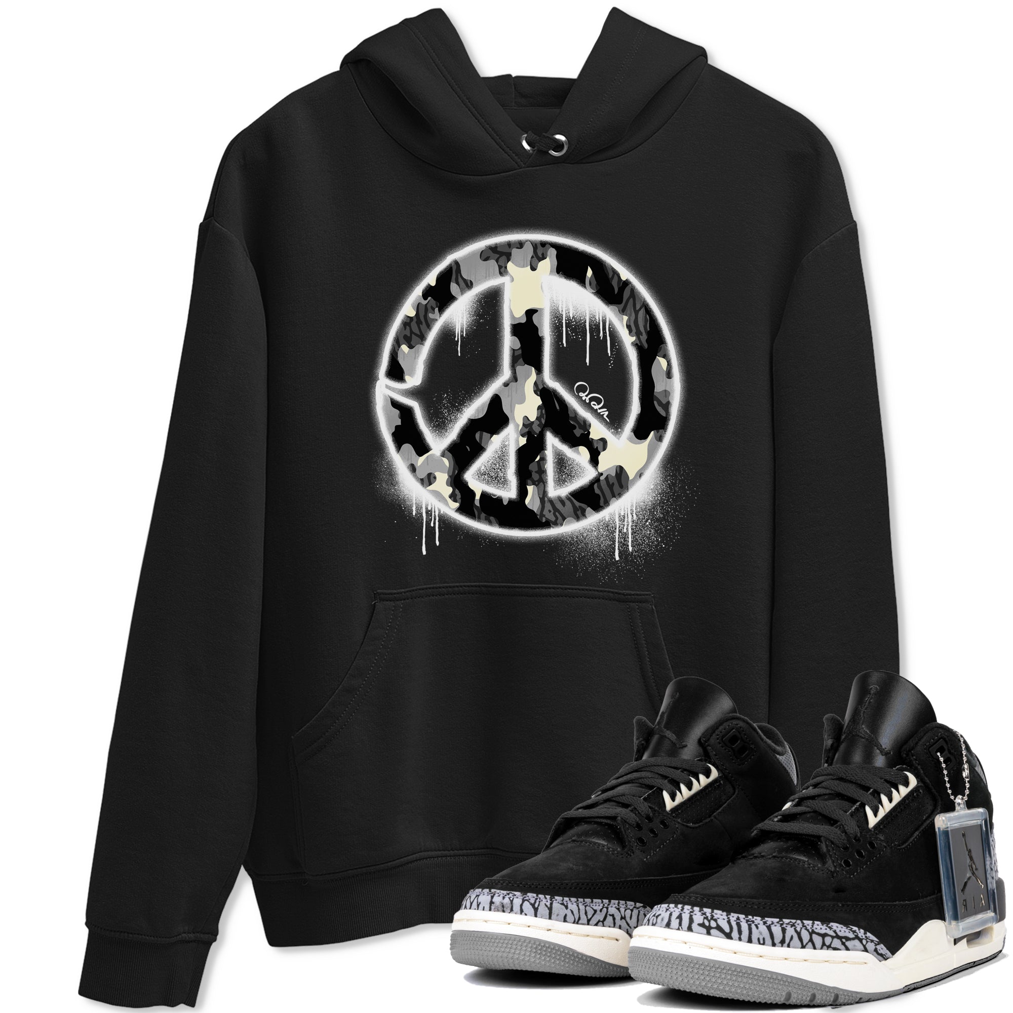 Peace Sign snkmatch Tee - Air Jordan 3 Off Noir