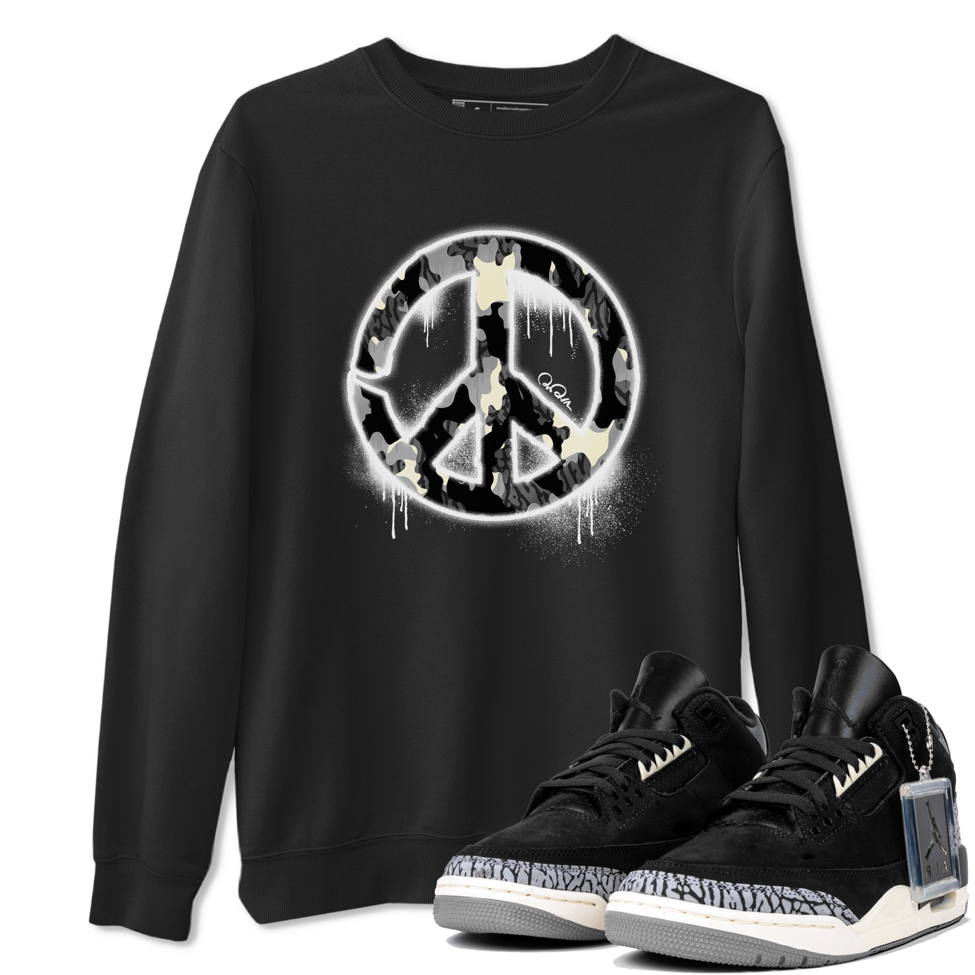 Peace Sign snkmatch Tee - Air Jordan 3 Off Noir