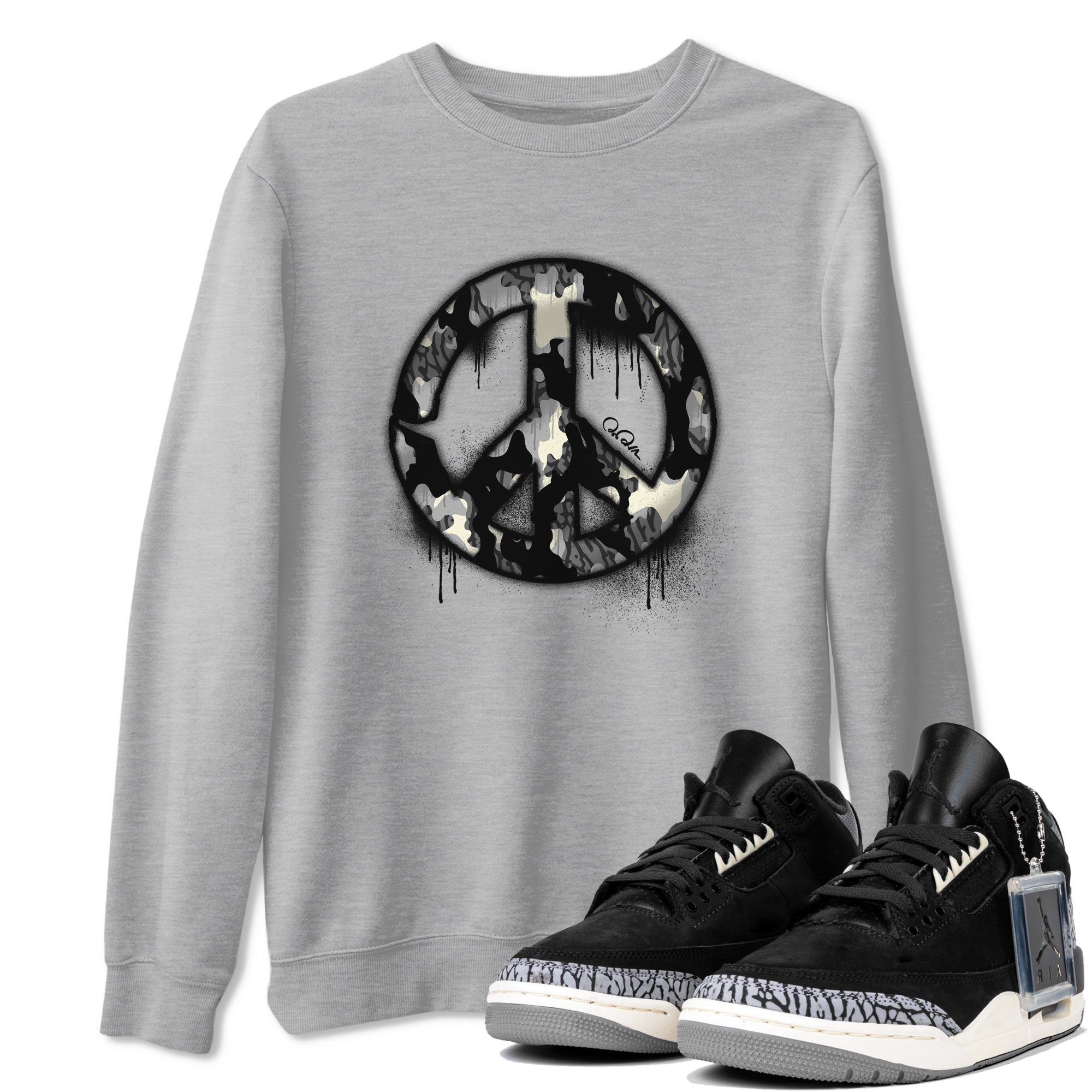 Peace Sign snkmatch Tee - Air Jordan 3 Off Noir