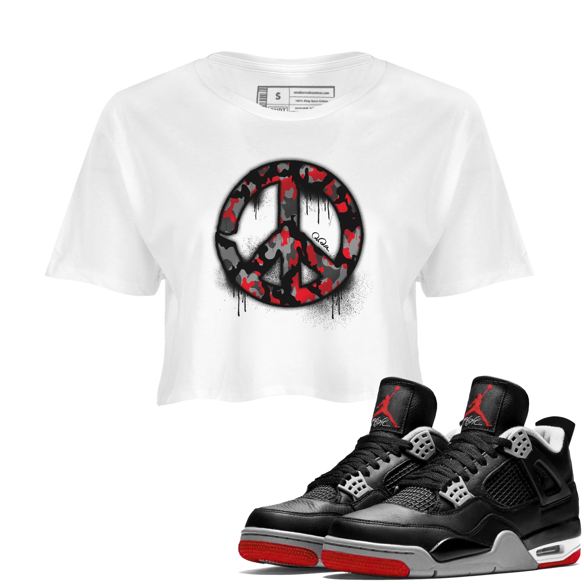 Peace Sign snkmatch Women's Top - Air Jordan 4 Bred Reimagined