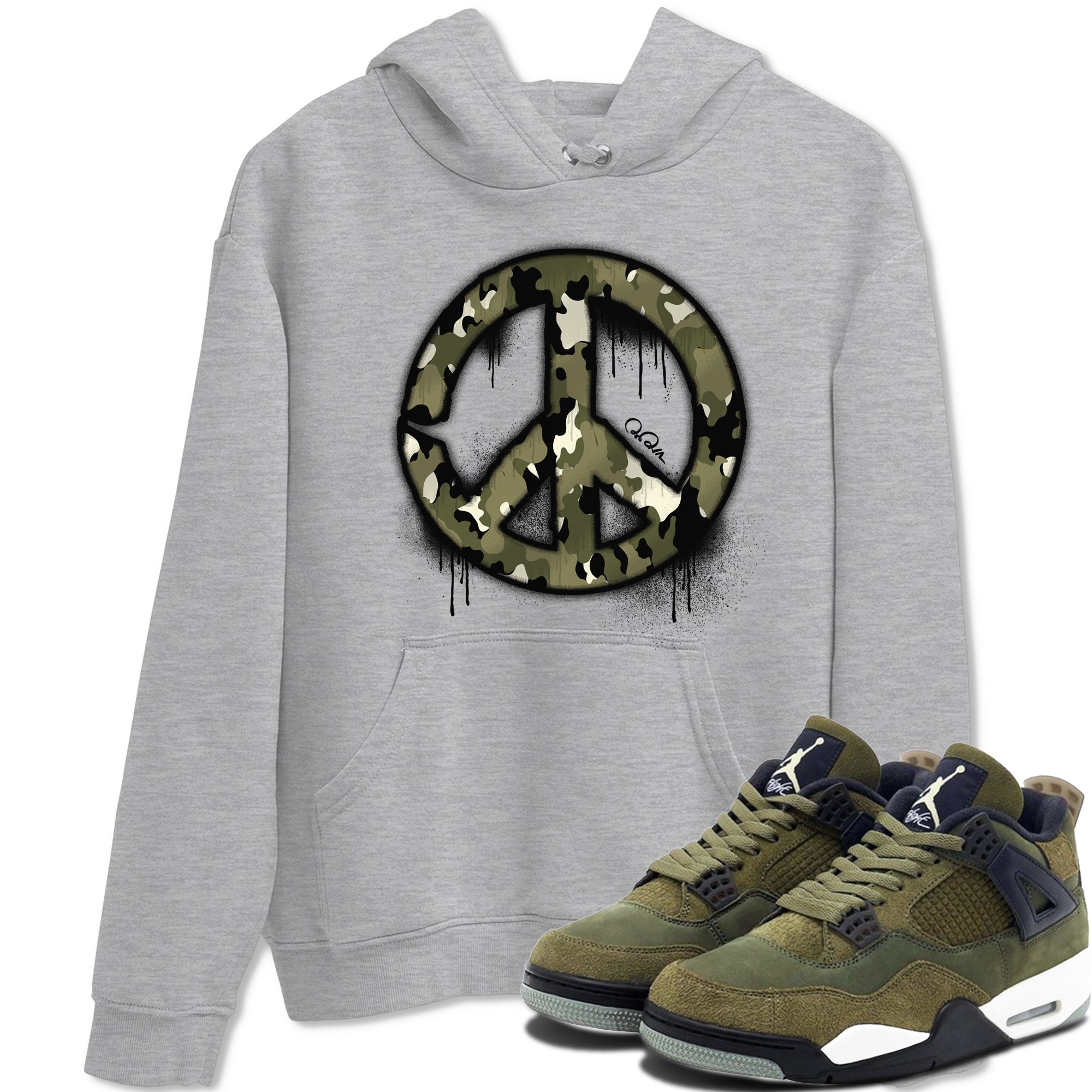 Peace Sign snkmatch Tee - Air Jordan 4 Medium Olive