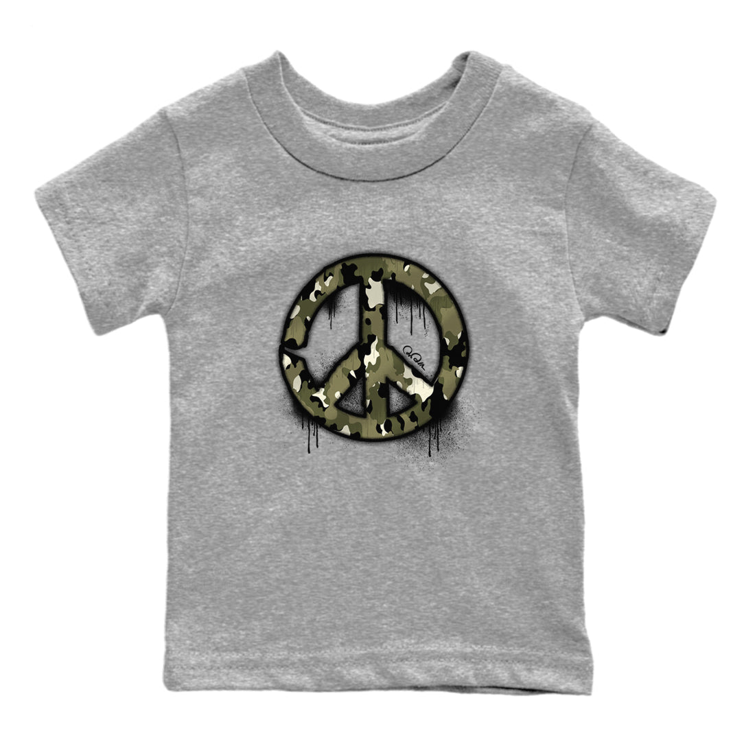 Peace Sign snkmatch Tee Kids - Air Jordan 4 Medium Olive