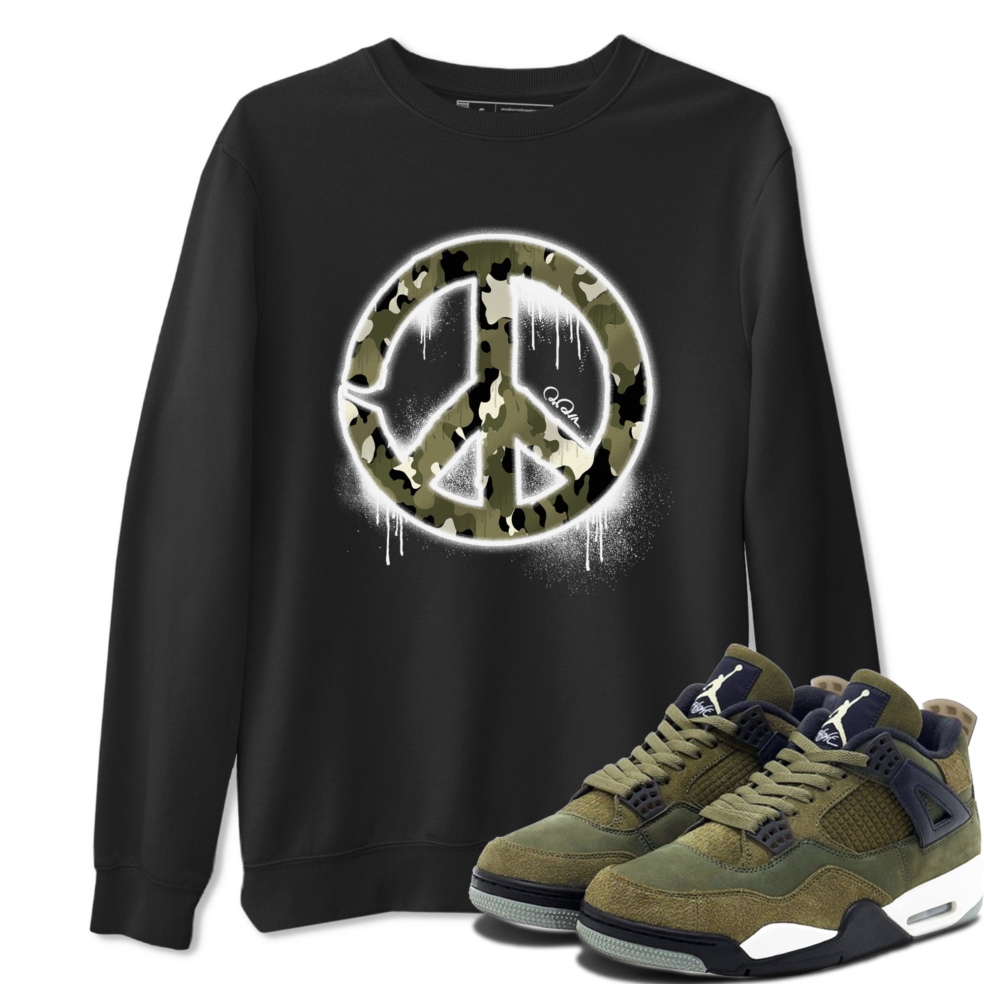 Peace Sign snkmatch Tee - Air Jordan 4 Medium Olive