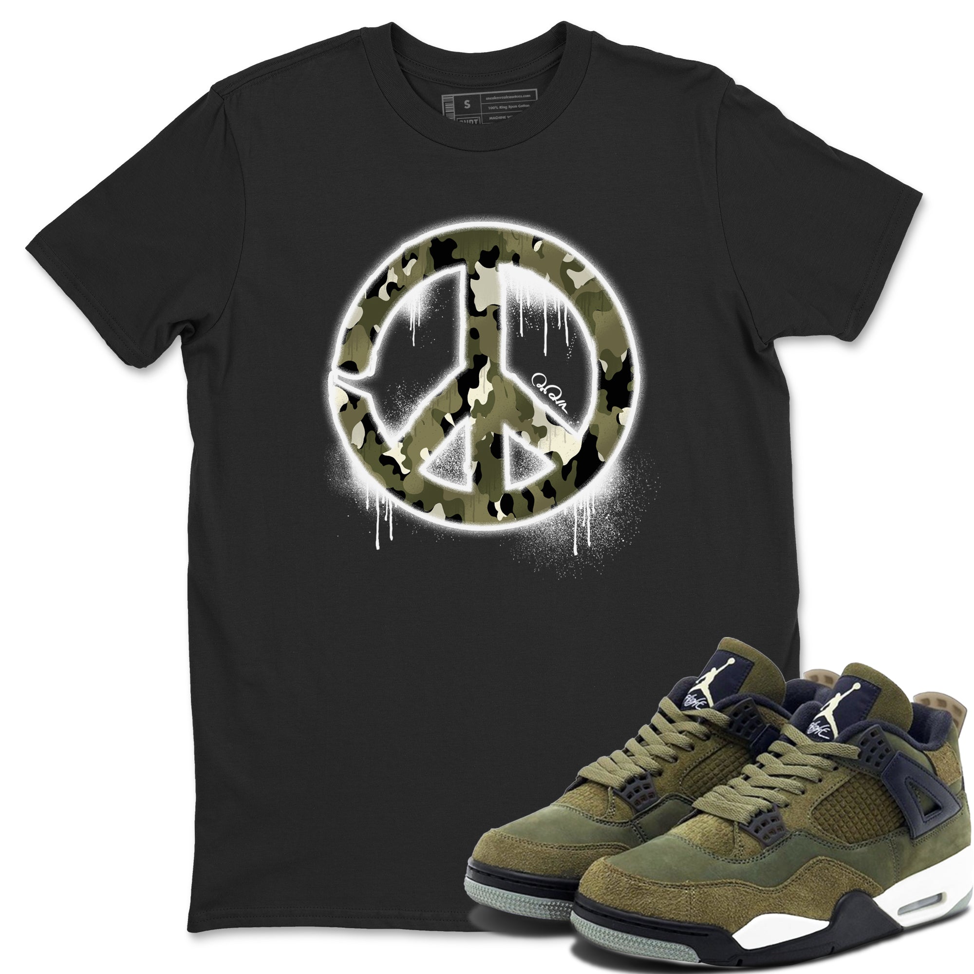 Peace Sign snkmatch Tee - Air Jordan 4 Medium Olive