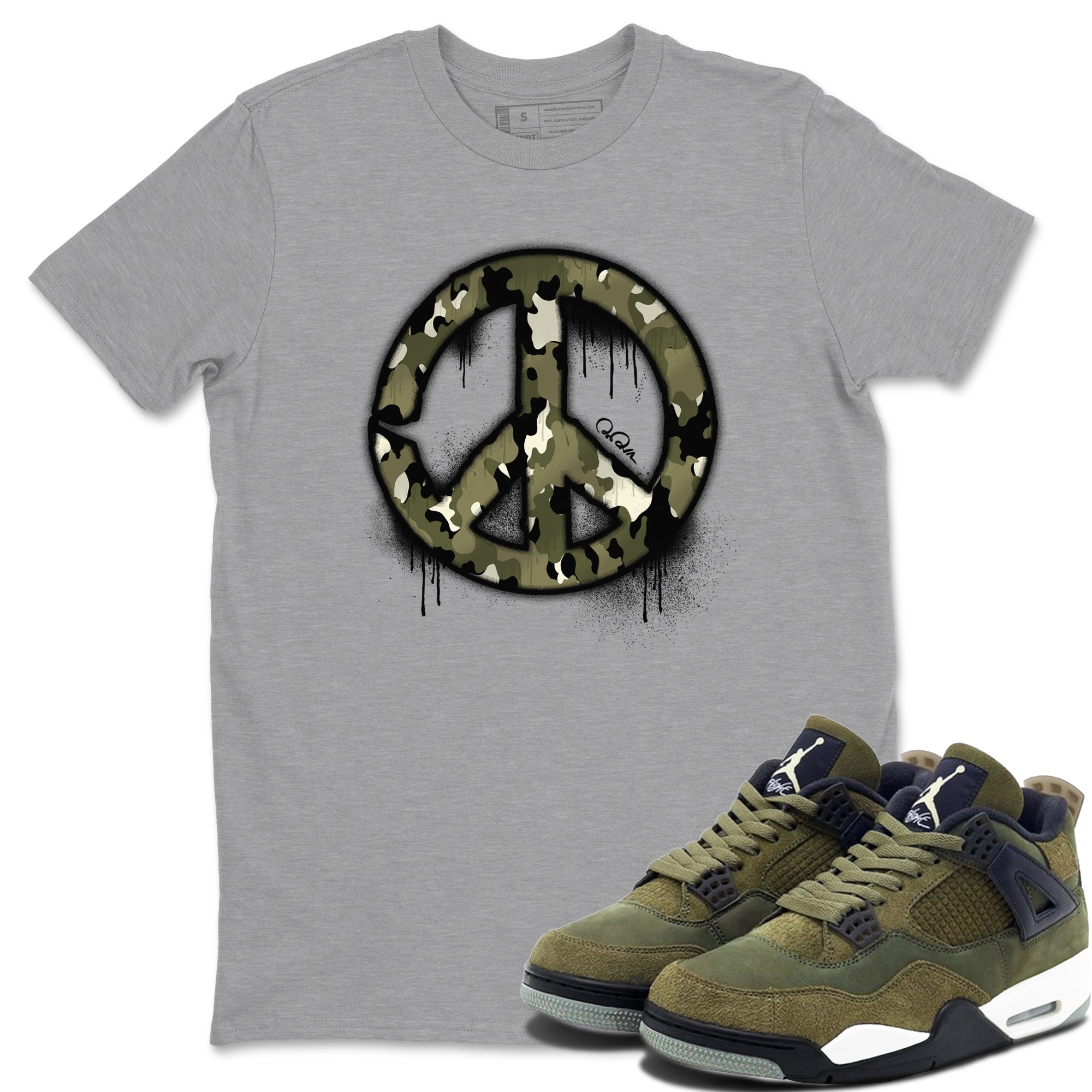 Peace Sign snkmatch Tee - Air Jordan 4 Medium Olive