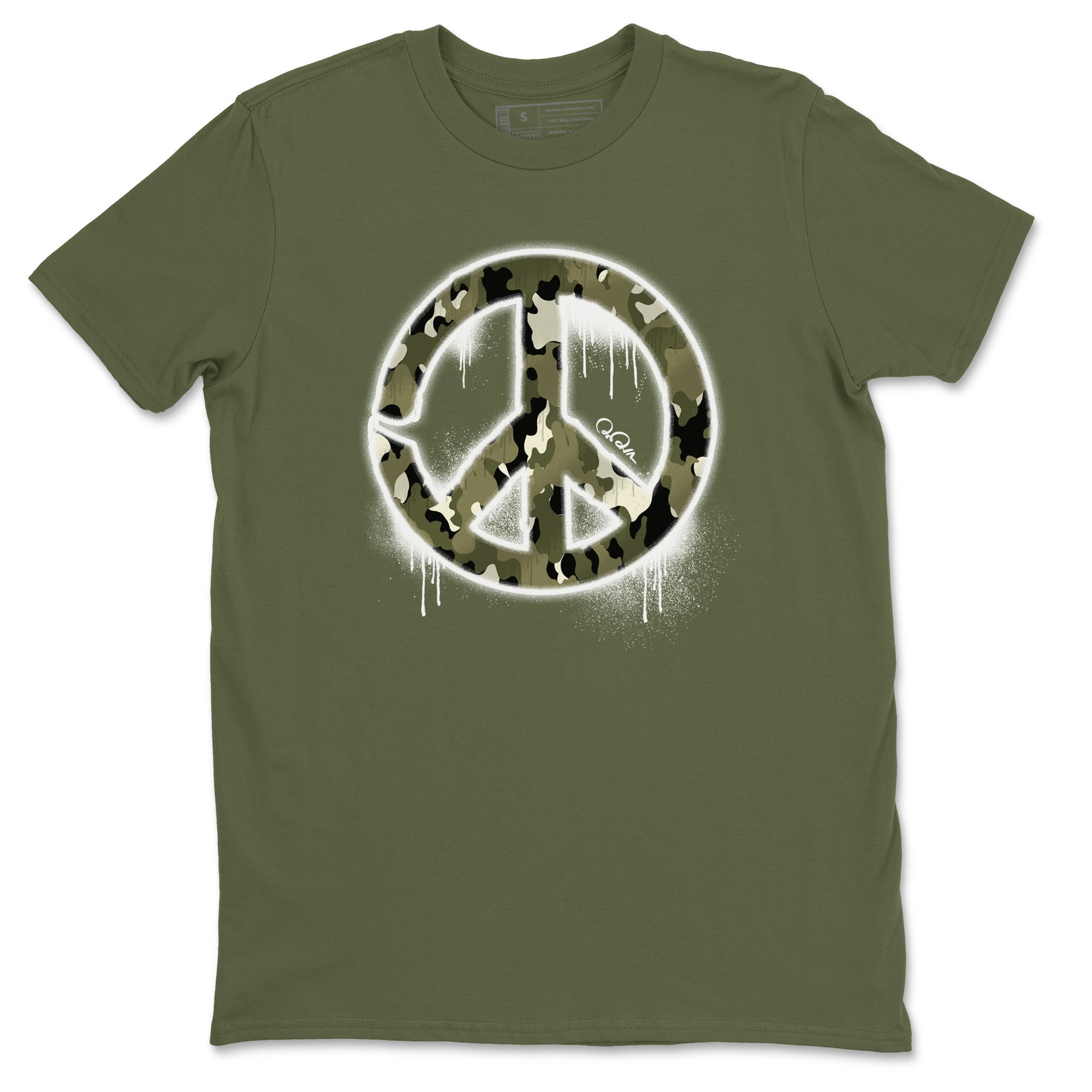 Peace Sign snkmatch Tee - Air Jordan 4 Medium Olive