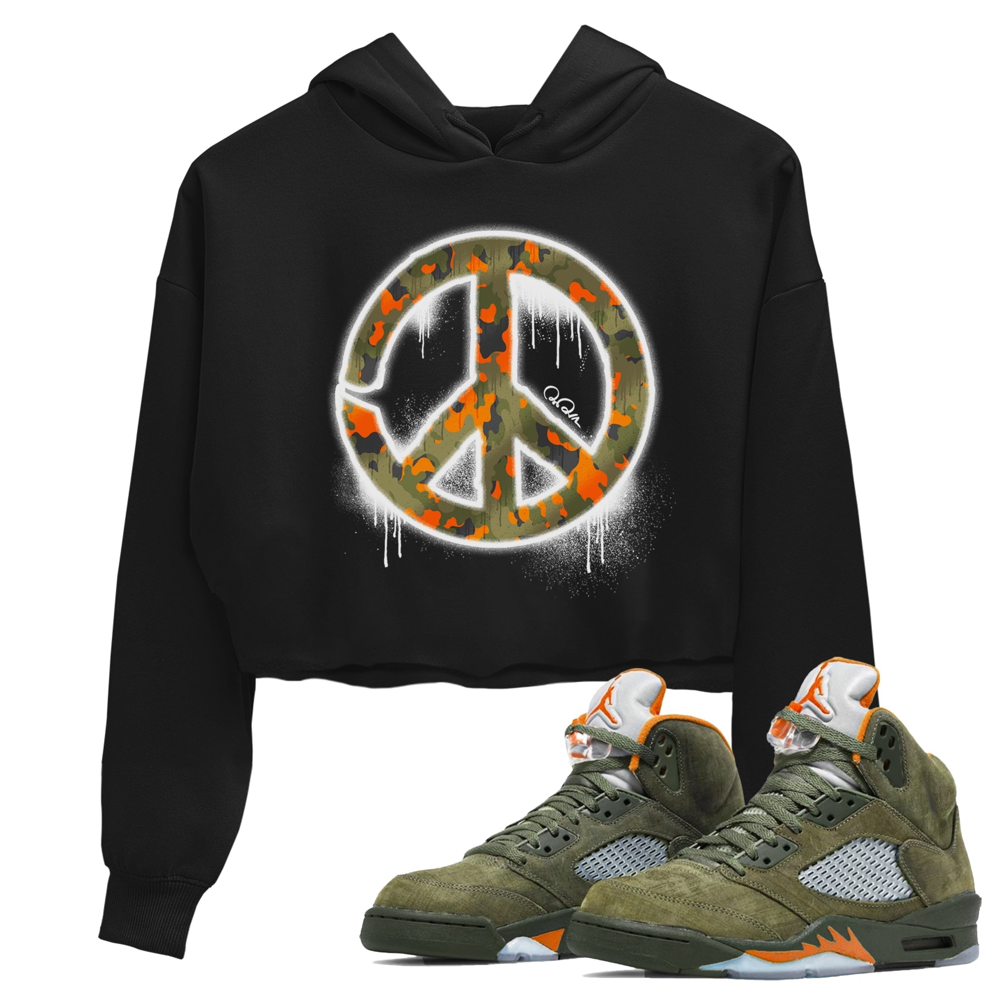 Peace Sign snkmatch Women's Top - Air Jordan 5 Olive