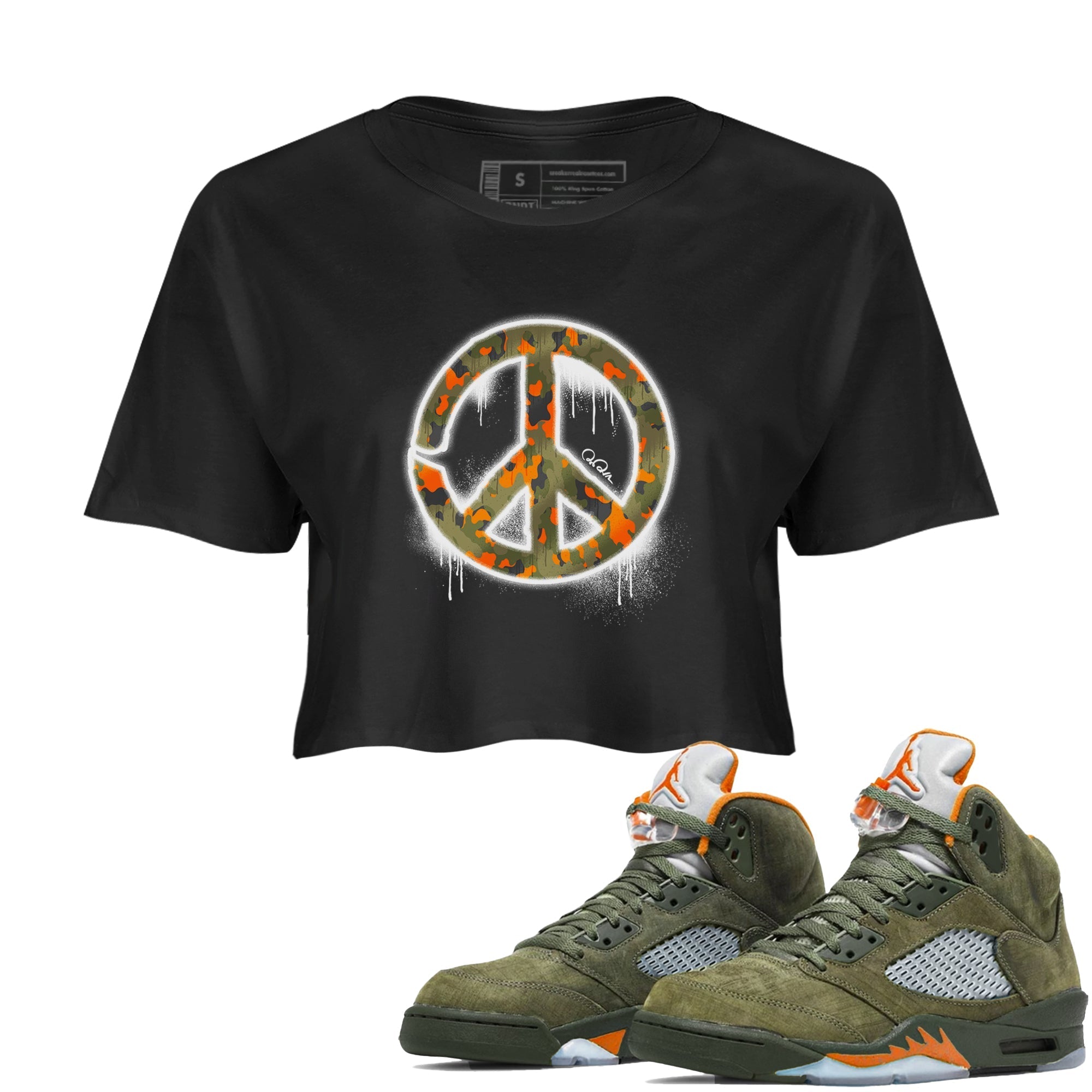 Peace Sign snkmatch Women's Top - Air Jordan 5 Olive
