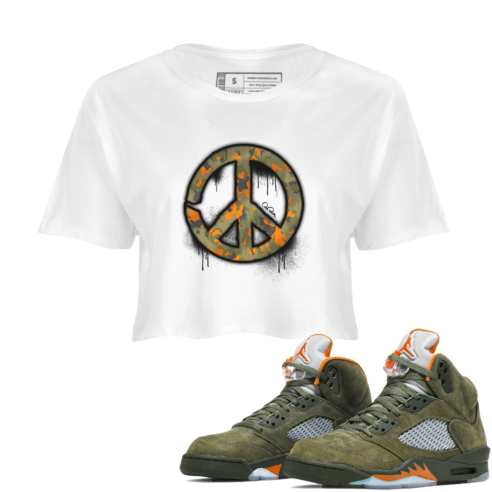 Peace Sign snkmatch Women's Top - Air Jordan 5 Olive
