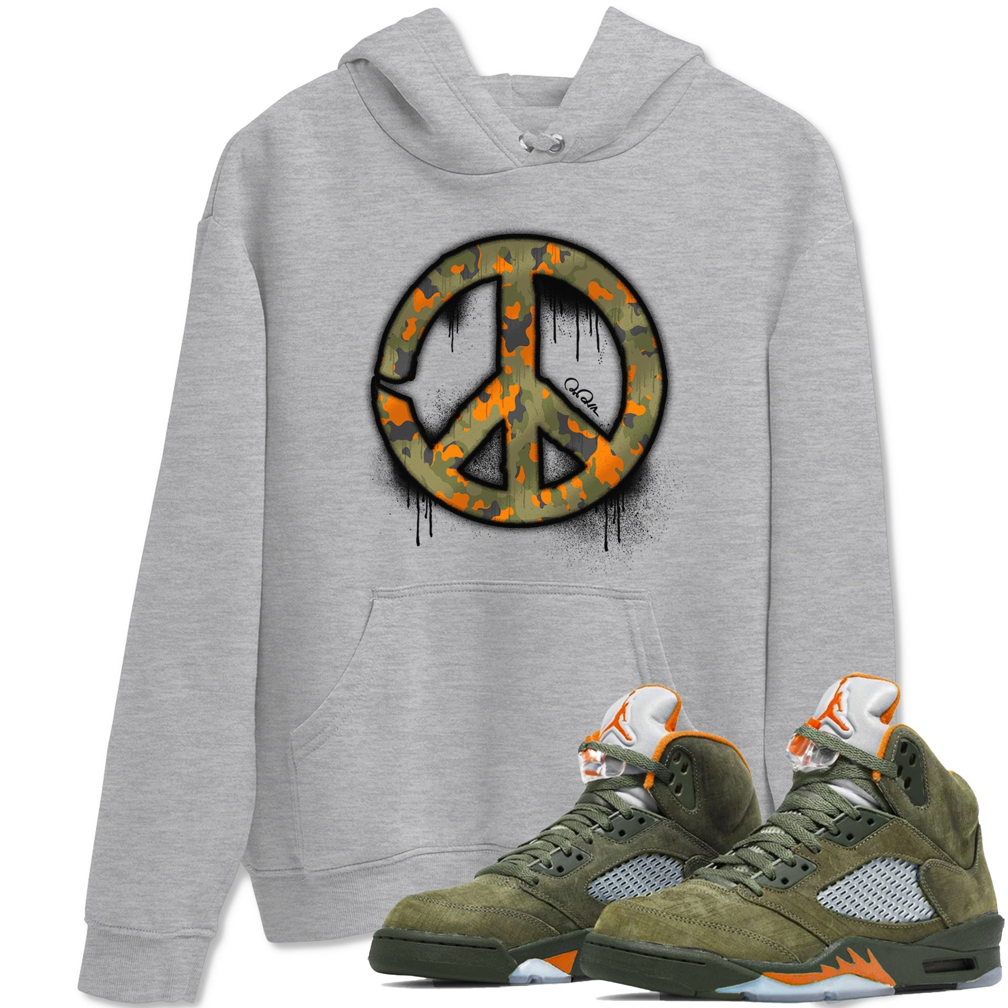 Peace Sign snkmatch Tees - Air Jordan 5 Olive