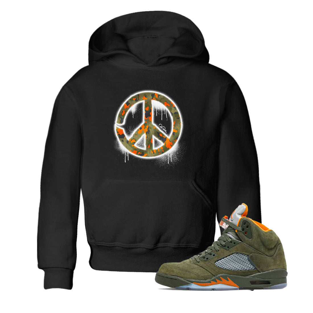 Peace Sign snkmatch Tees Kids - Air Jordan 5 Olive