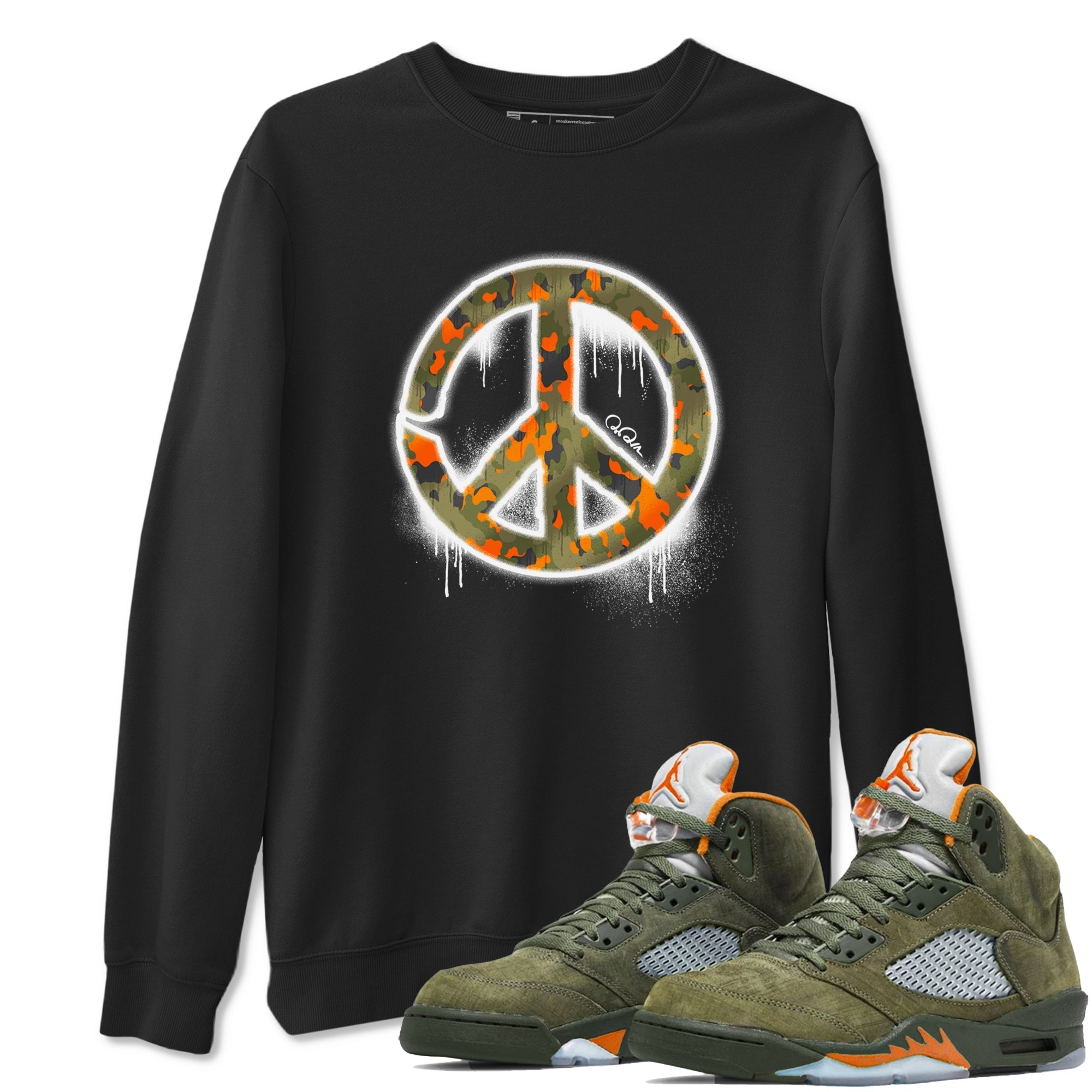 Peace Sign snkmatch Tees - Air Jordan 5 Olive