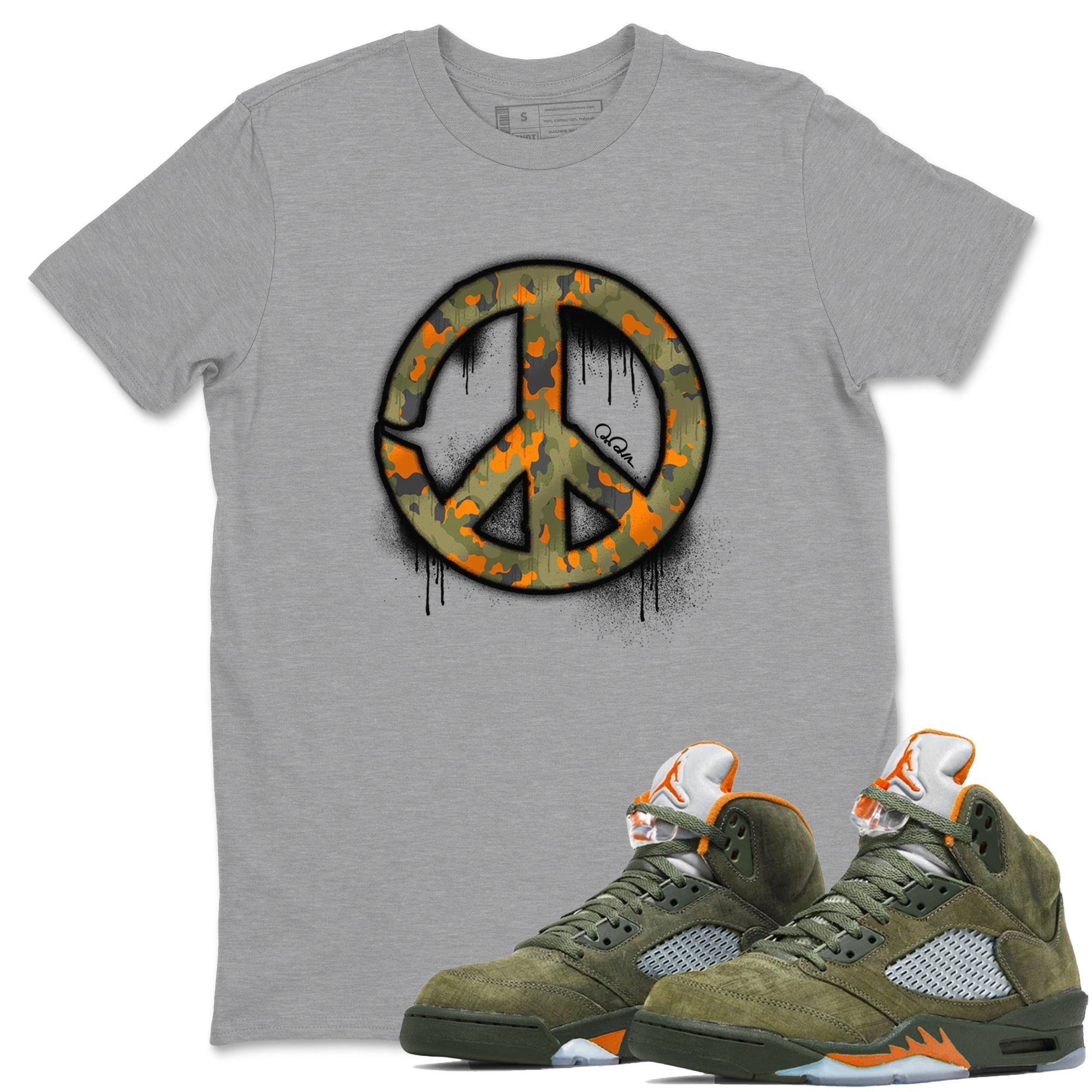 Peace Sign snkmatch Tees - Air Jordan 5 Olive