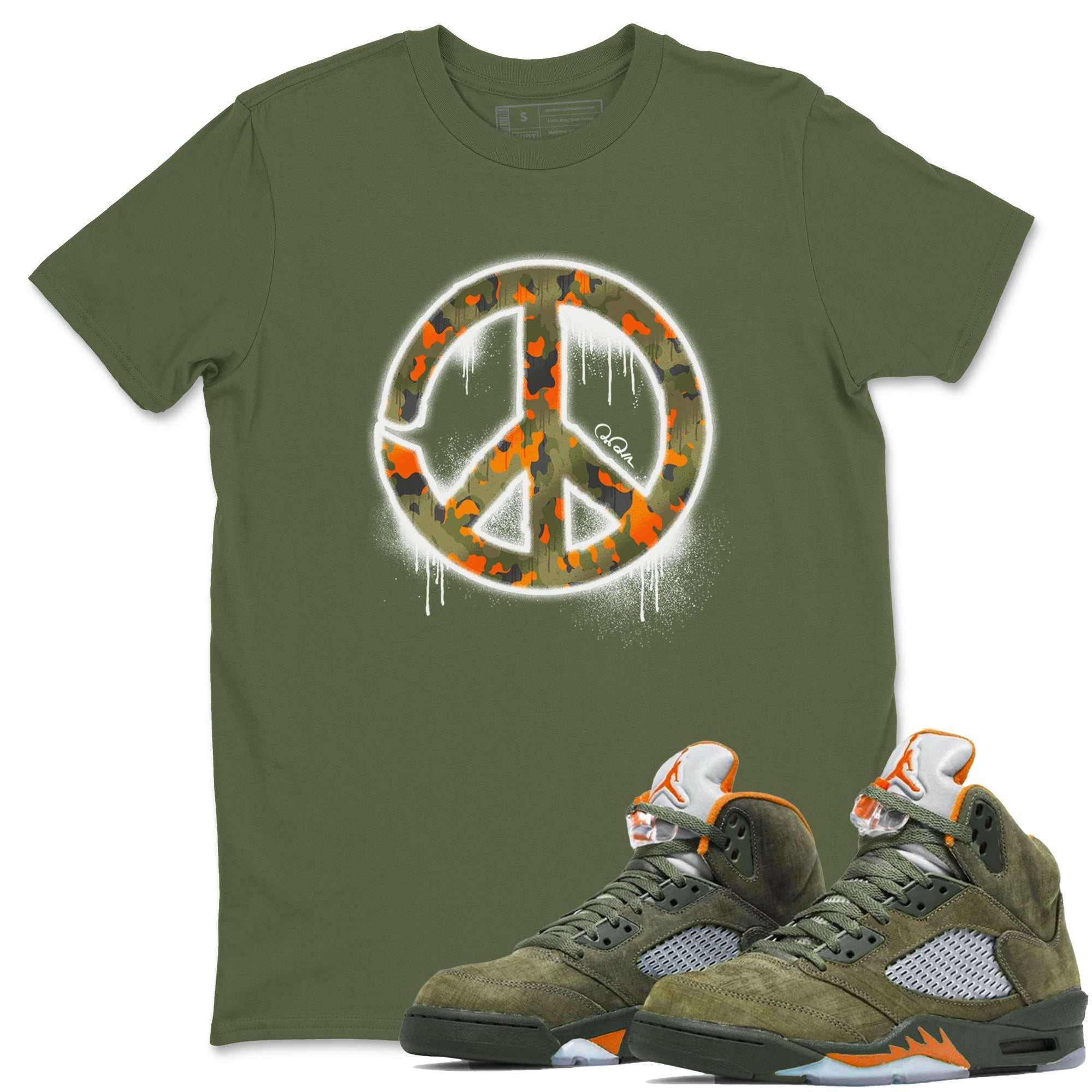Peace Sign snkmatch Tees - Air Jordan 5 Olive