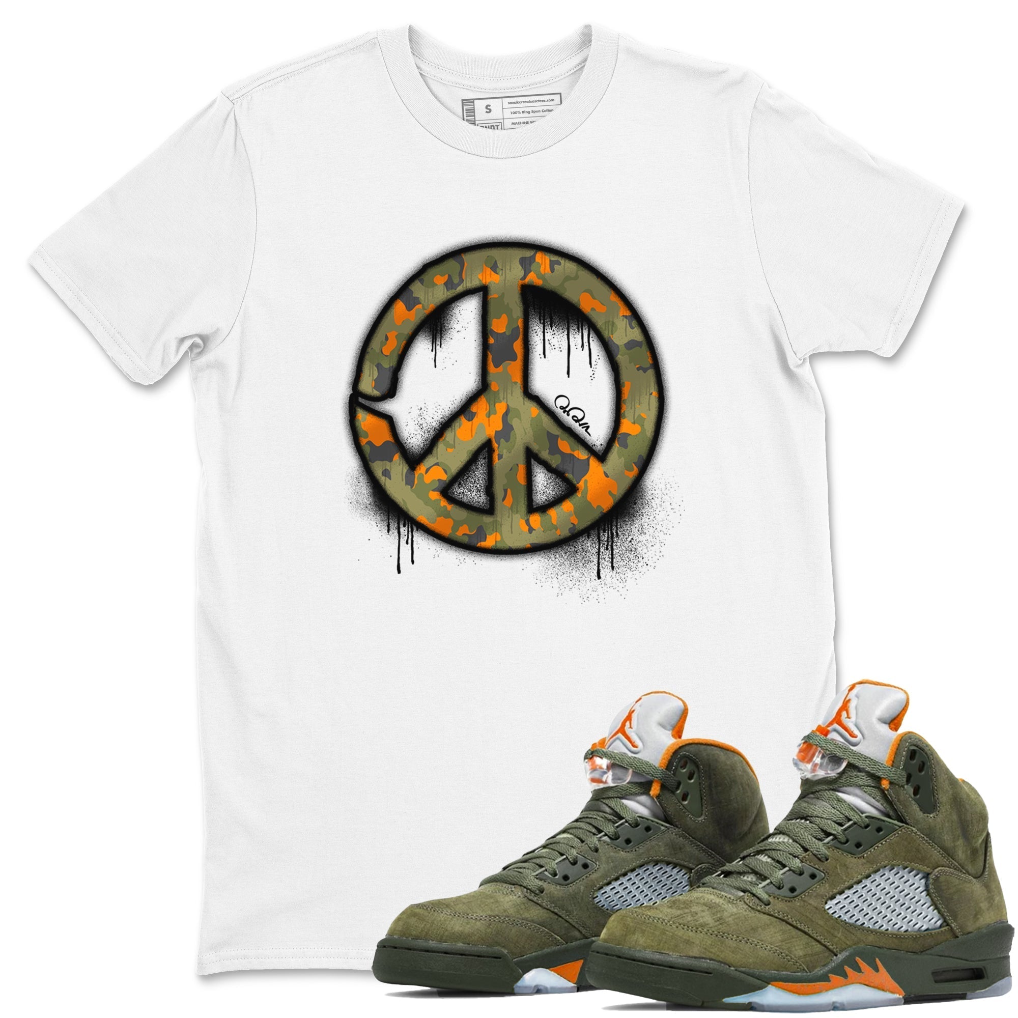 Peace Sign snkmatch Tees - Air Jordan 5 Olive