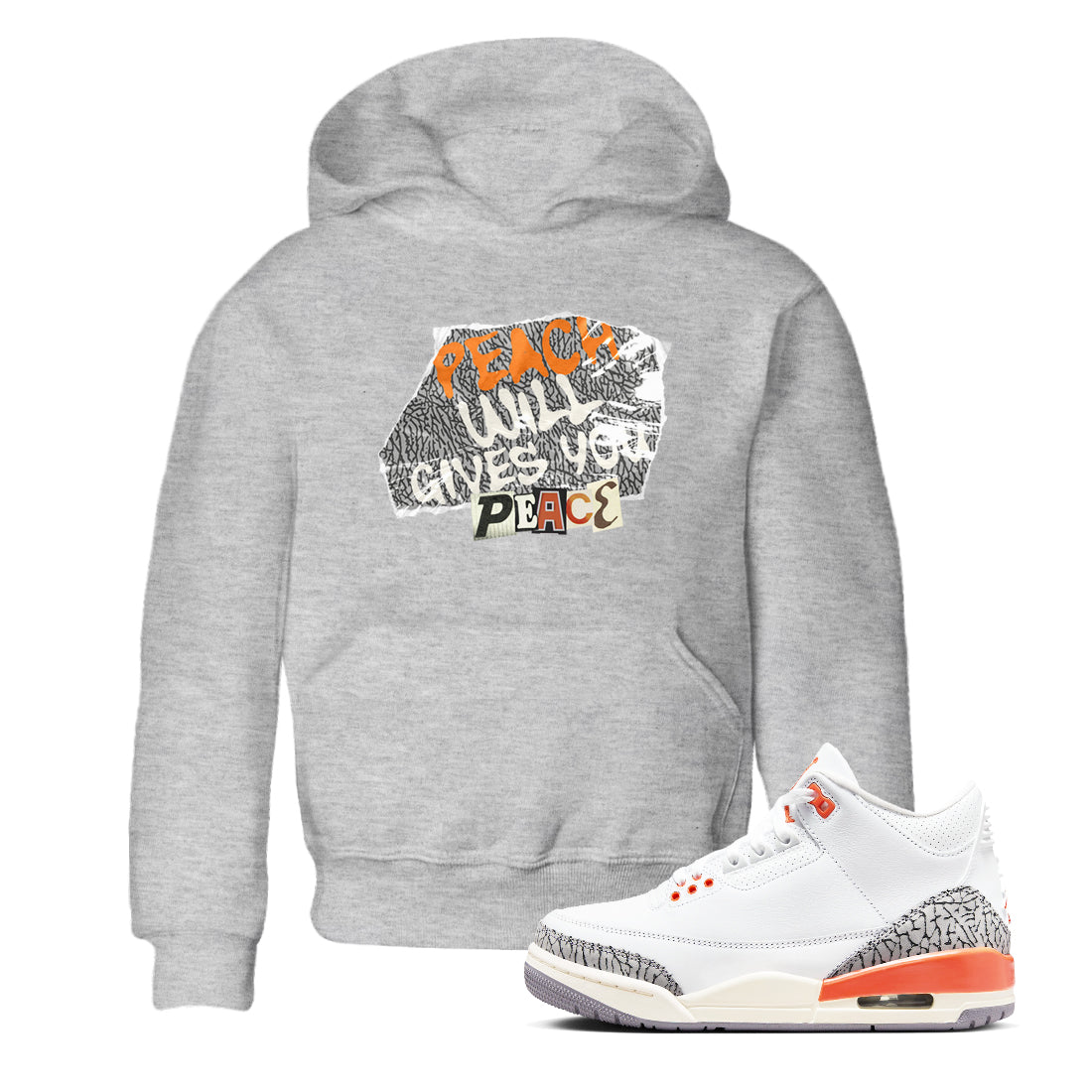 Peach Will Gives You Peace snkmatch Tees Kids - Air Jordan 3 Georgia Peach