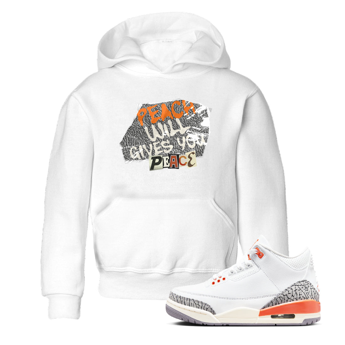 Peach Will Gives You Peace snkmatch Tees Kids - Air Jordan 3 Georgia Peach