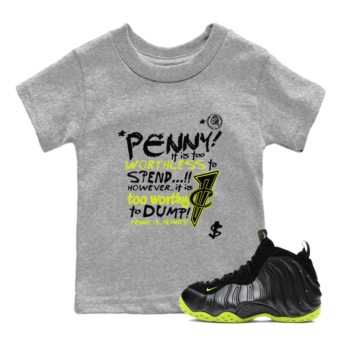 Penny Is snkmatch Tees Kids - Air Foamposite One Black Volt