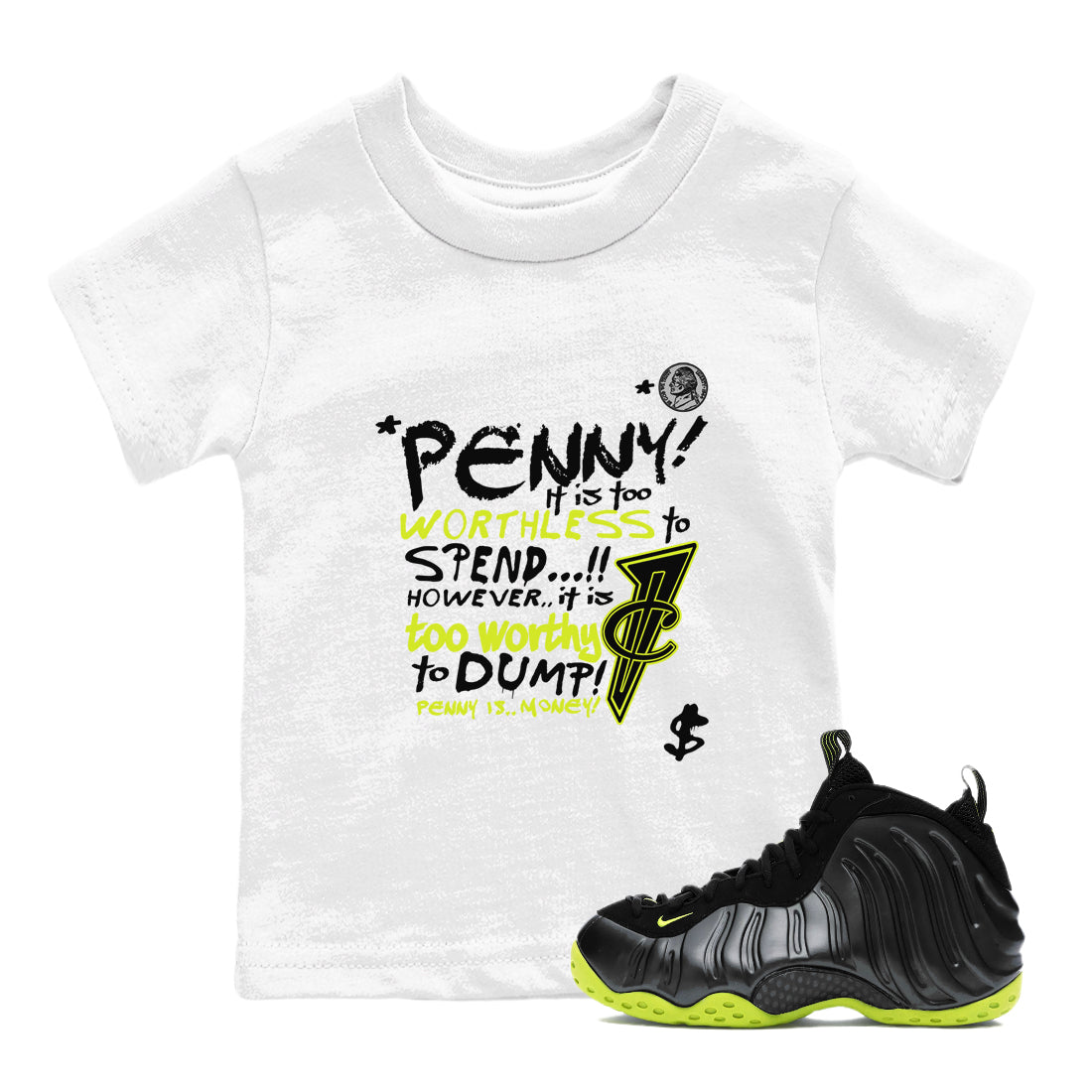 Penny Is snkmatch Tees Kids - Air Foamposite One Black Volt