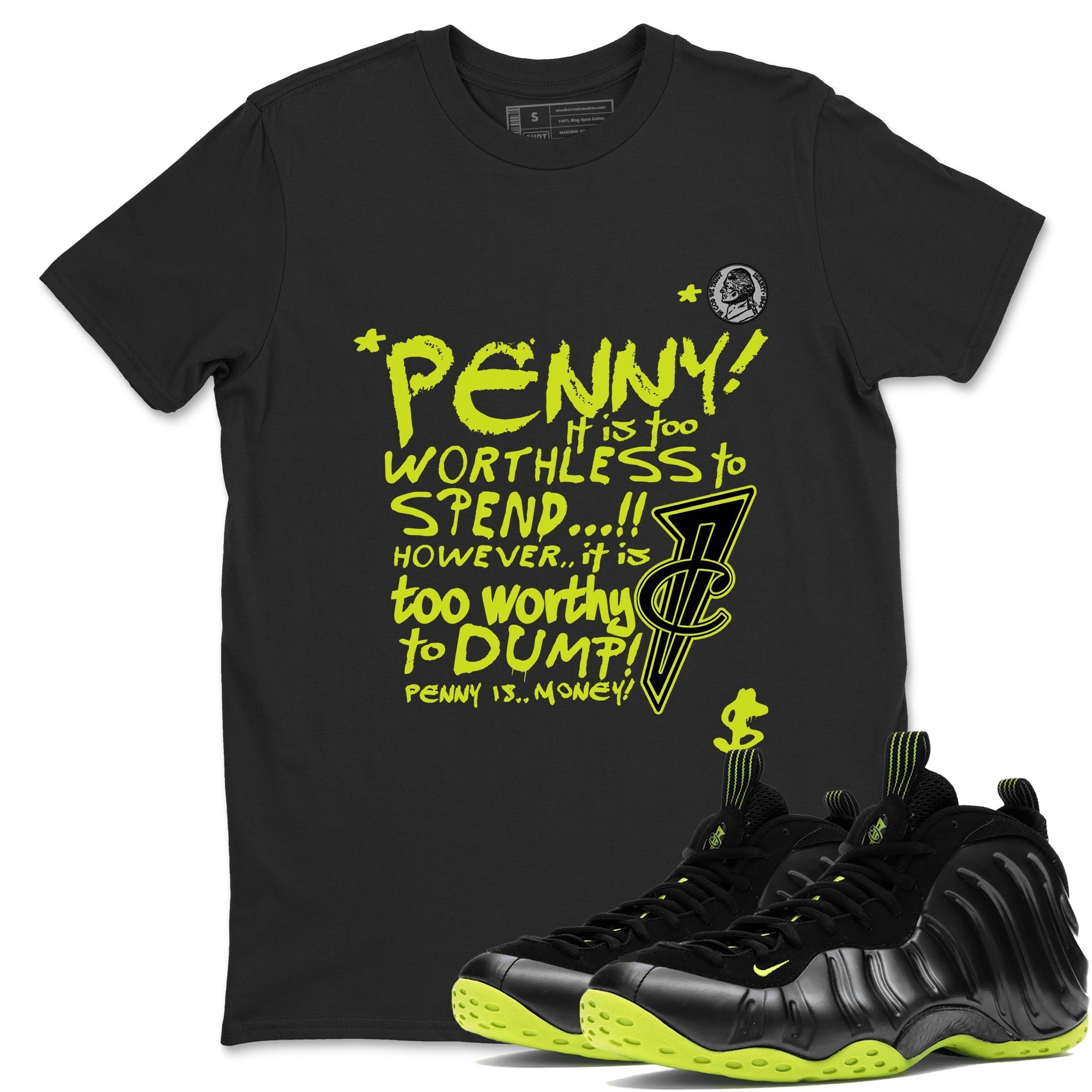 Penny Is snkmatch Tees - Air Foamposite One Black Volt