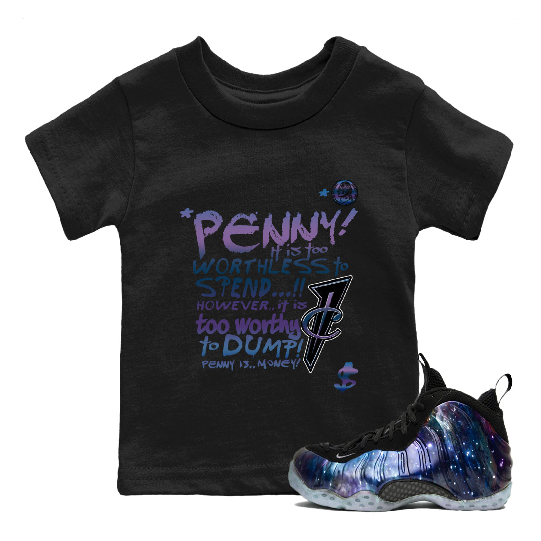 Penny Is snkmatch Tees Kids - Air Foamposite One Galaxy