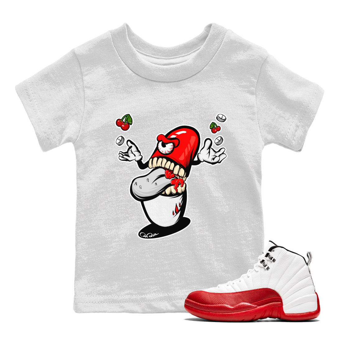 Pill Monster Kids Tops - Air Jordan 12 Cherry