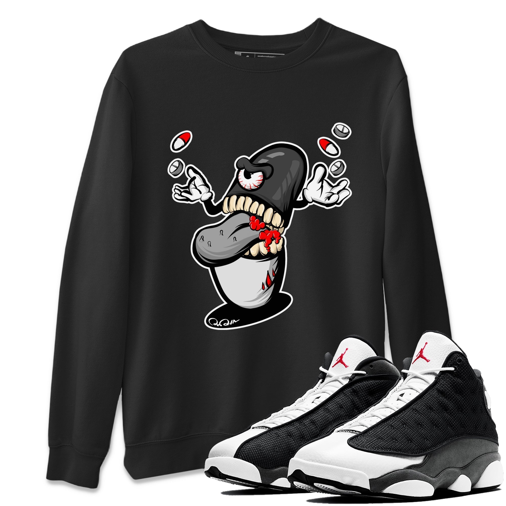 Pill Monster Unisex Tops - Air Jordan 13 Black Flint