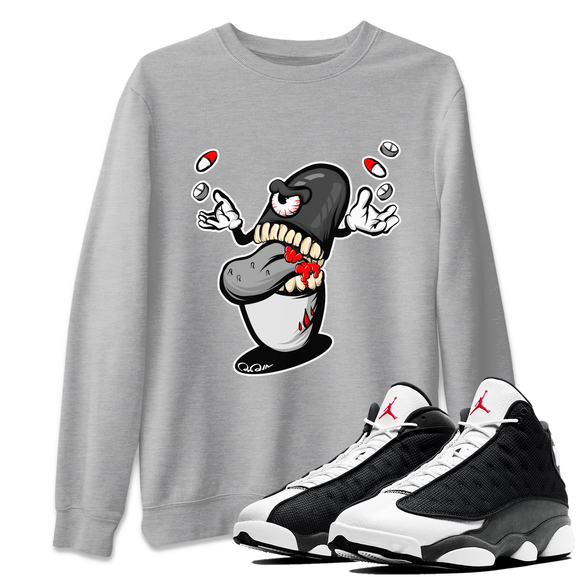 Pill Monster Unisex Tops - Air Jordan 13 Black Flint