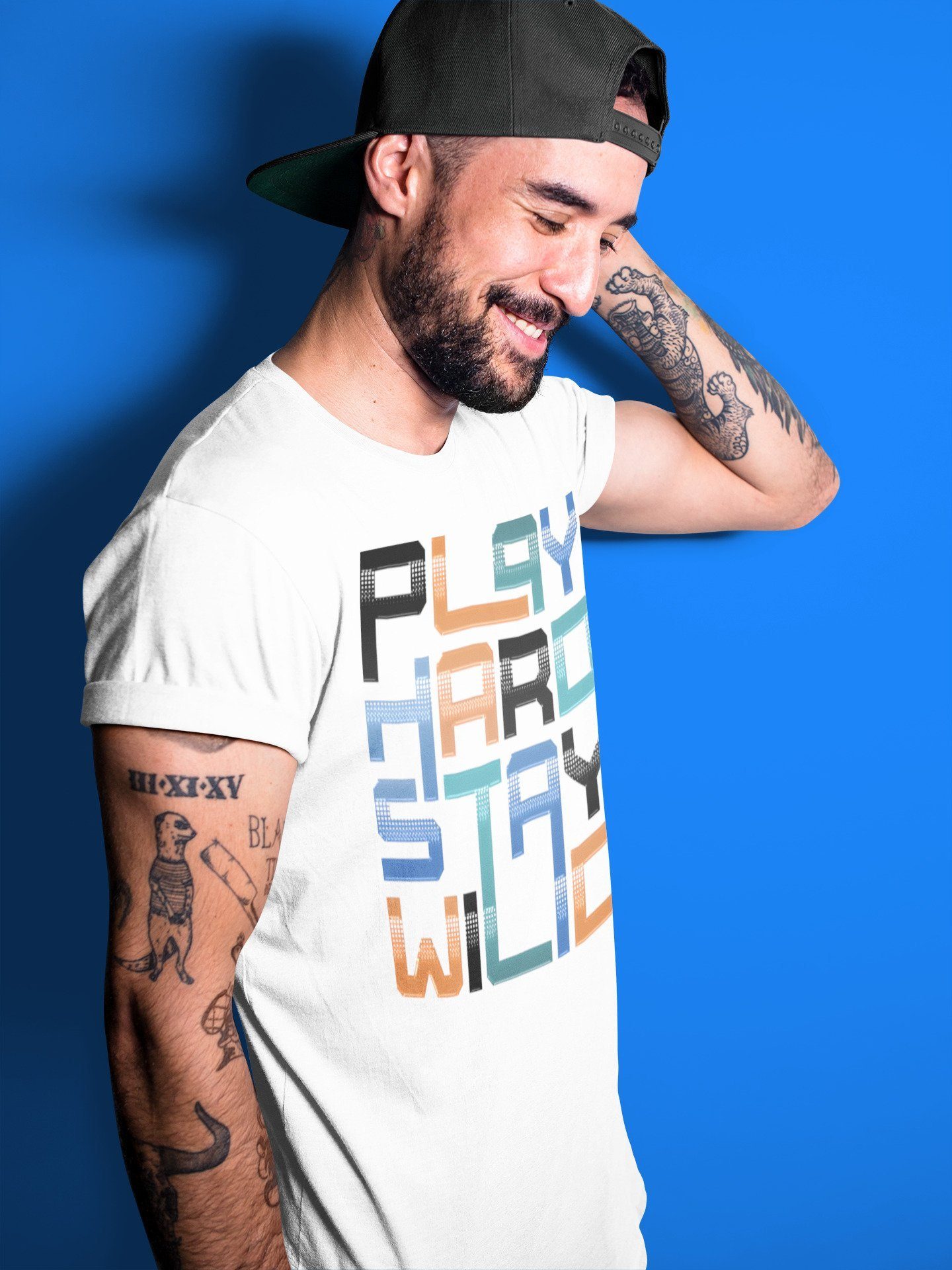 Play Hard Stay Wild Unisex Tops - Yeezy 700 Bright Blue